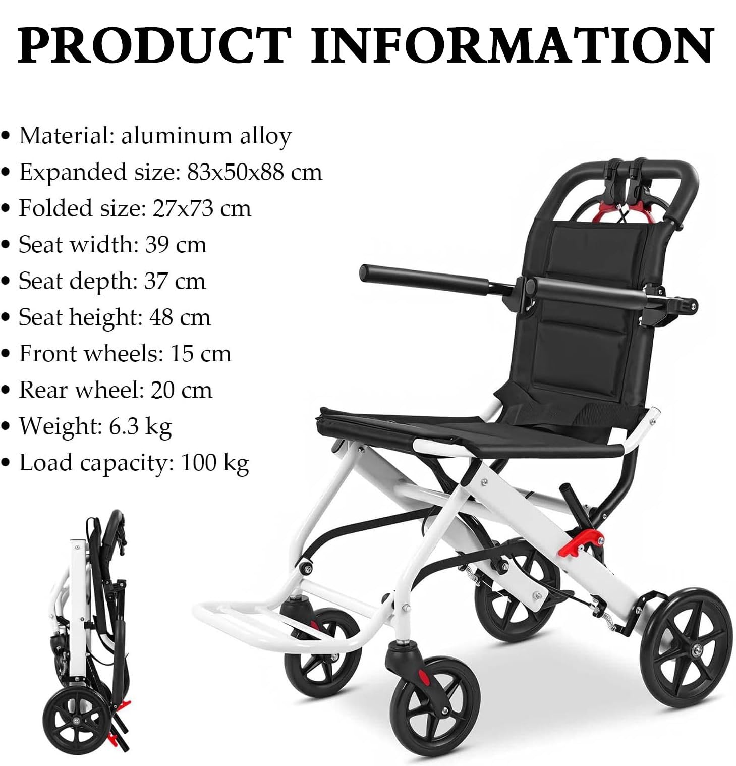 Silla Ruedas Pequeña Sillas Ruedas Transporte Aluminio Ligeras y Plegables, Silla Ruedas Extra Estrecha para el Hogar, Sillas Ruedas Ultraligeras con Freno, Silla Ruedas Viaje
