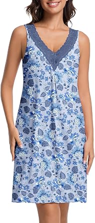 Womens Night Gowns Summer Lace Nightgown Sleeveless Night Dress