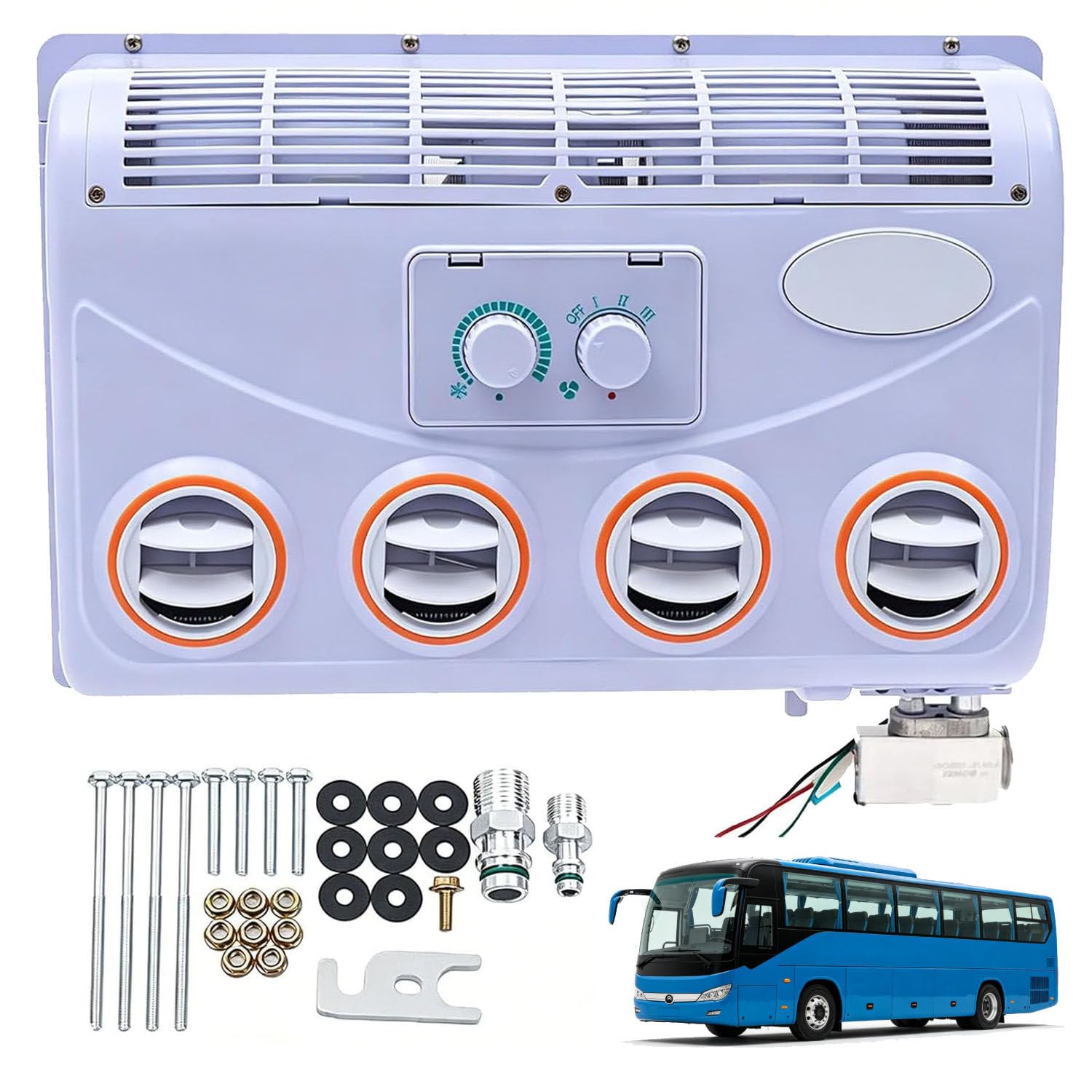 UORDBY Truck Rv Rooftop Air Conditioner,Conditioning Evaporator Assembly,12V/24V DC Air Conditioner, with 360° Rotating Air Outlet, for Caravan, Truck, Motorhome Etc 12V