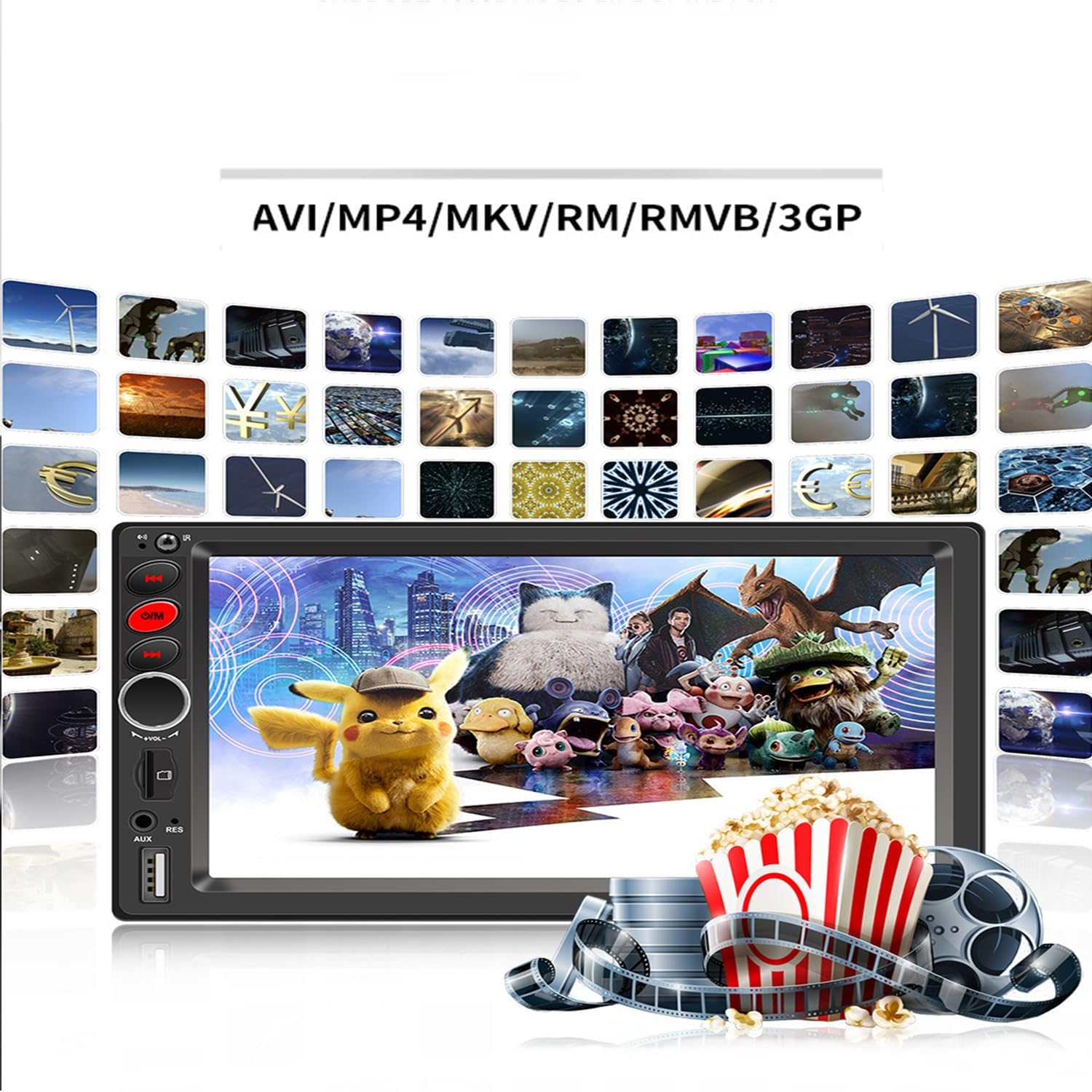 Double Din Car Stereo Audio Receiver Compatible with Apple Carplay, Android Auto, 10 Inch Full Touchscreen Car Stereo, Backup Camera, Bluetooth, USB/TF/AUX Port, A/V Input, FM