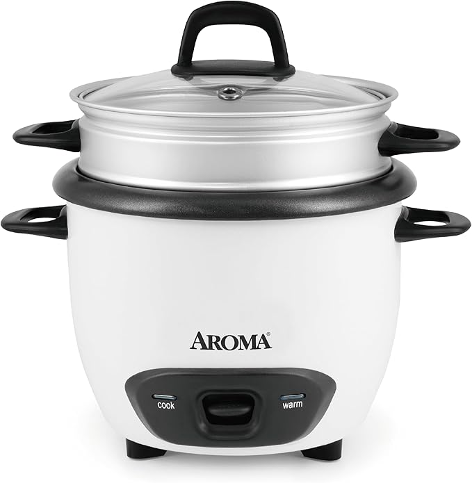AROMA® Rice Cooker, 3-Cup (Uncooked) / 6-Cup (Cooked), Steamer, Small