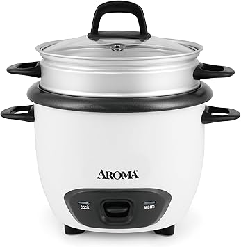 AROMA® Rice Cooker, 3-Cup (Uncooked) / 6-Cup (Cooked), Steamer, Small Rice Cooker, Oatmeal Cooker, Soup Maker, Auto Keep Warm