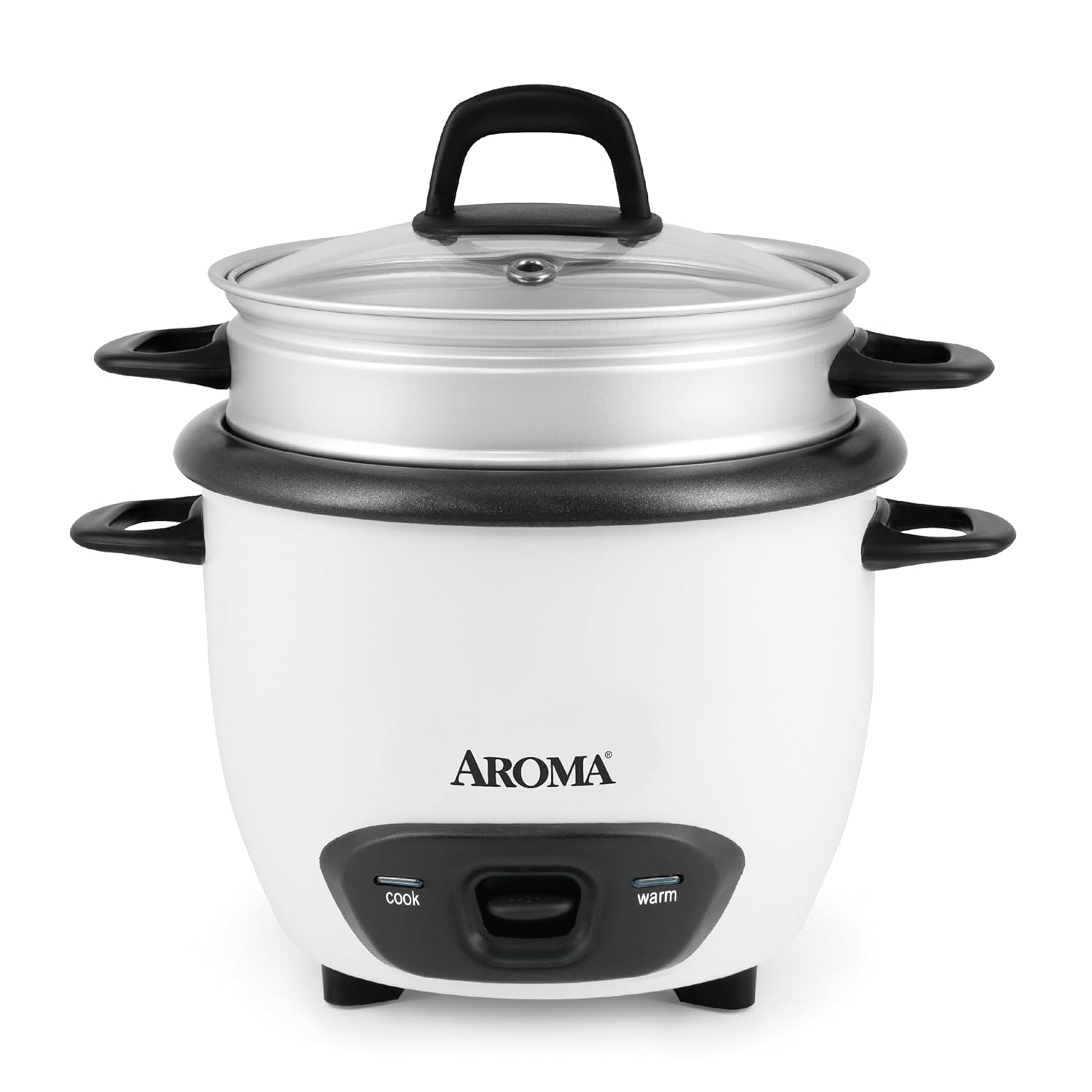 Aroma Housewares 6-Cup Cooked 3-Cup Uncooked Pot Style Rice Cooker and Food Steamer ARC-743-1NG White