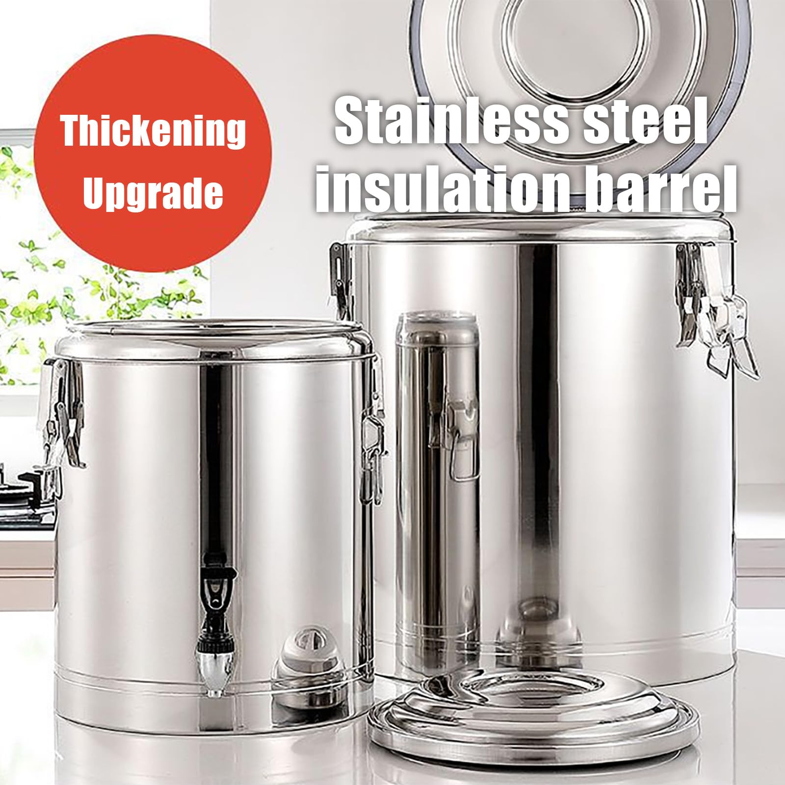 Dispensador De Bebidas De Pared Doble De 10 A 40 L Barril De Acero Inoxidable Con Aislamiento TéRmico Con Grifo Para Almacenar Leche Café Sopas Y Alimentos LíQuidos,10L