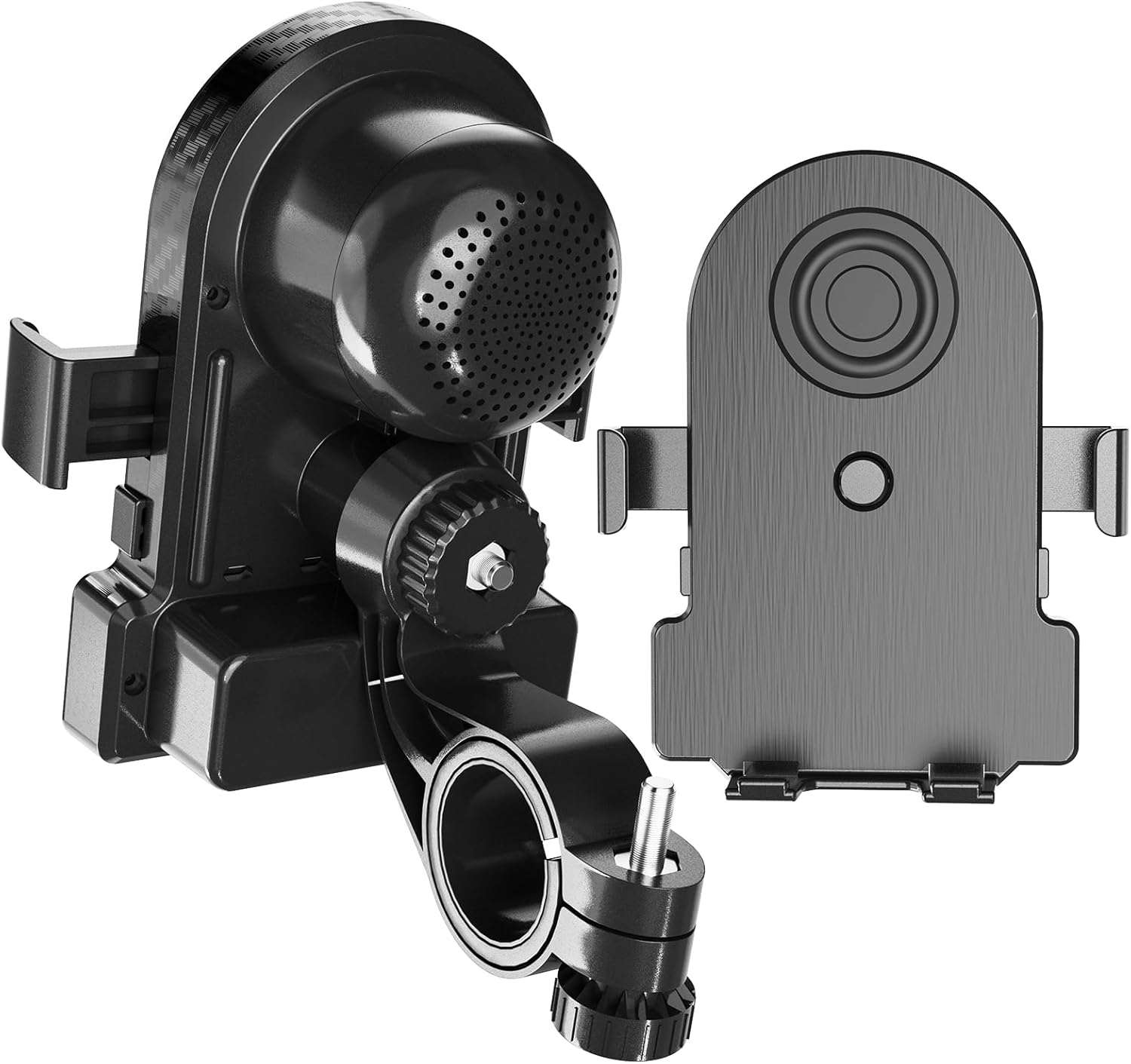 2-in-1 Bike Speaker and Phone Holder, Wireless Ebike Speaker，IP44 Waterproof Rating 2000mAH Battery, Outdoor Cycling Music Companion Compatible with Apple/Android (4.7-6.7in)