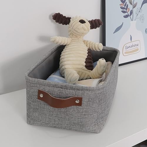 Miniatura 7 de Canastas de almacenamiento pequeñas para estantes (paquete de 6) canastas plegables de almacenamiento de tela, canastas de regalo vacías con asas de