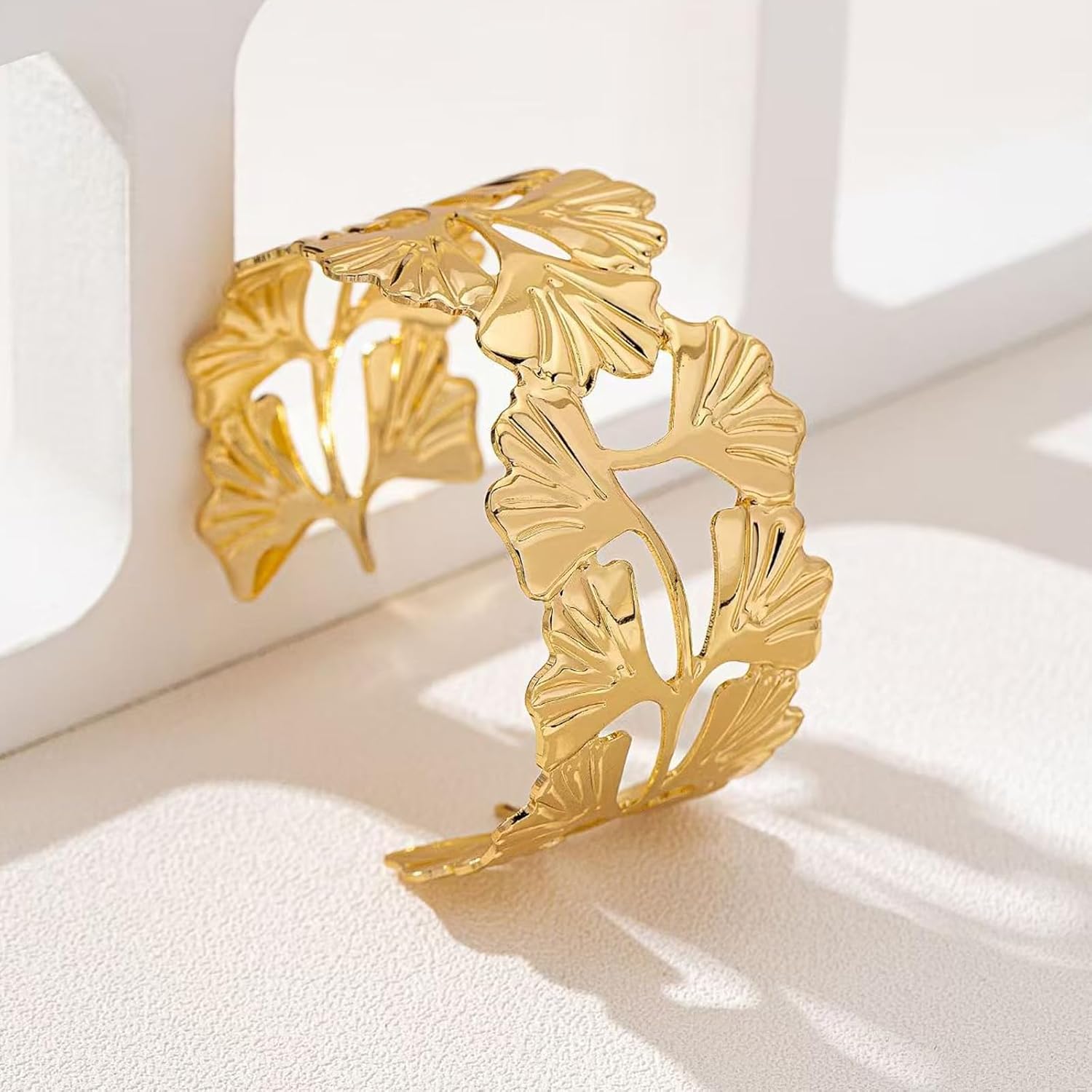 Gold Chunky Cuff Bracelet Ring Set for Women Chunky Bangles Bracelets Non Tarnish Gold/Silver Bracelet for Women Trendy Jewelry Gift - Image 7