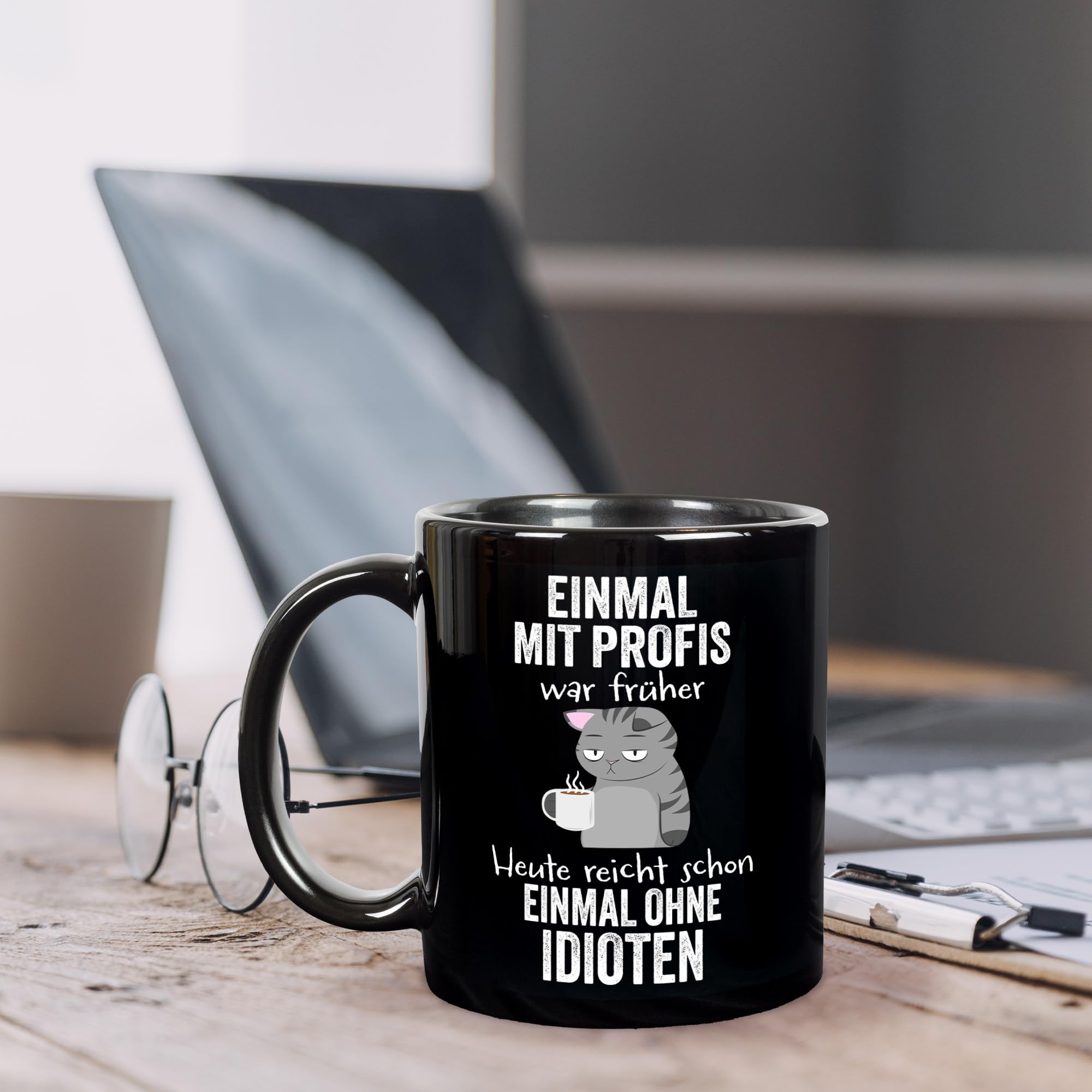 Lustige Tasse Mit Spruch: 'Einmal Mit Profis War Früher...' | Beidseitig Bedruckt, Spülmaschinenfest | Witziges Geschenk Für Chef & Kollegen