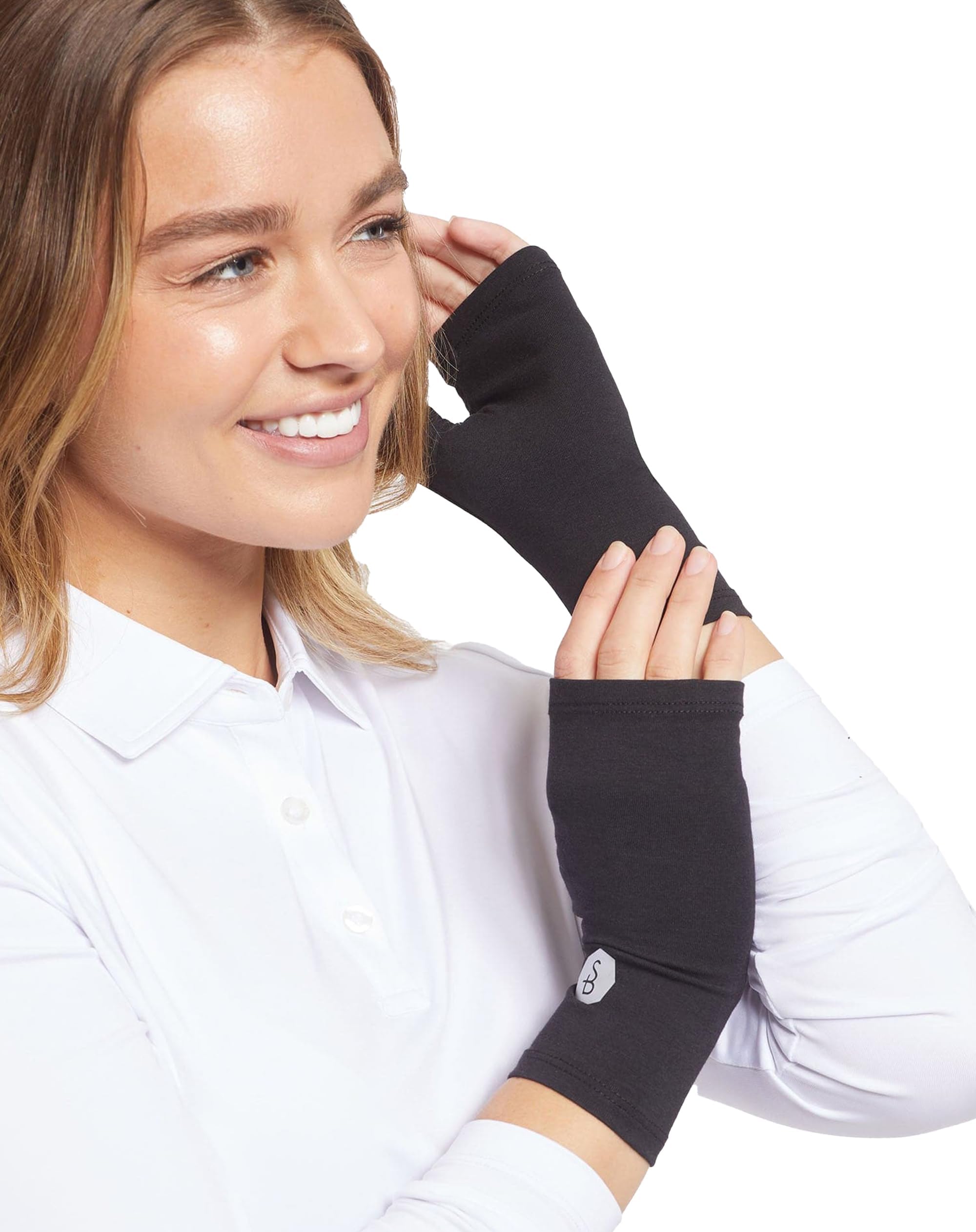 Unisex Hand Covers UPF 50+, Breathable UV Protection Fingerless Driving Gloves for Sensitive Skin, Outdoor Accessory - Black - Medium