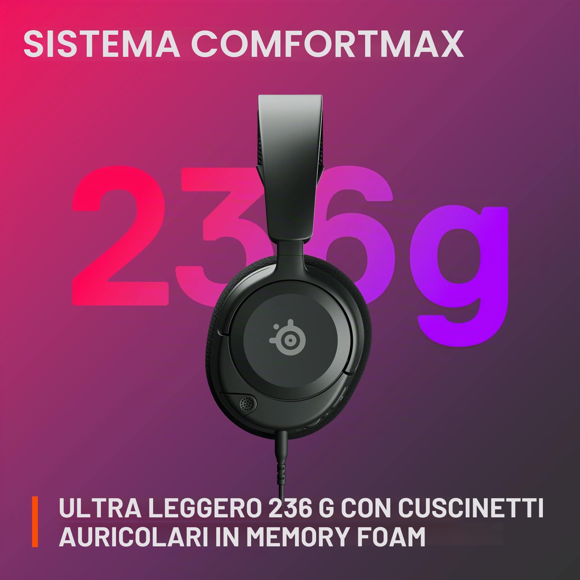 NUOVO SteelSeries Arctis Nova 1 - Cuffie da gioco multi-sistema - Driver Hi-Fi - Audio spaziale a 360° - Design confortevole - Durevole - Ultra leggero - Microfono con cancellazione del rumore - PC,
