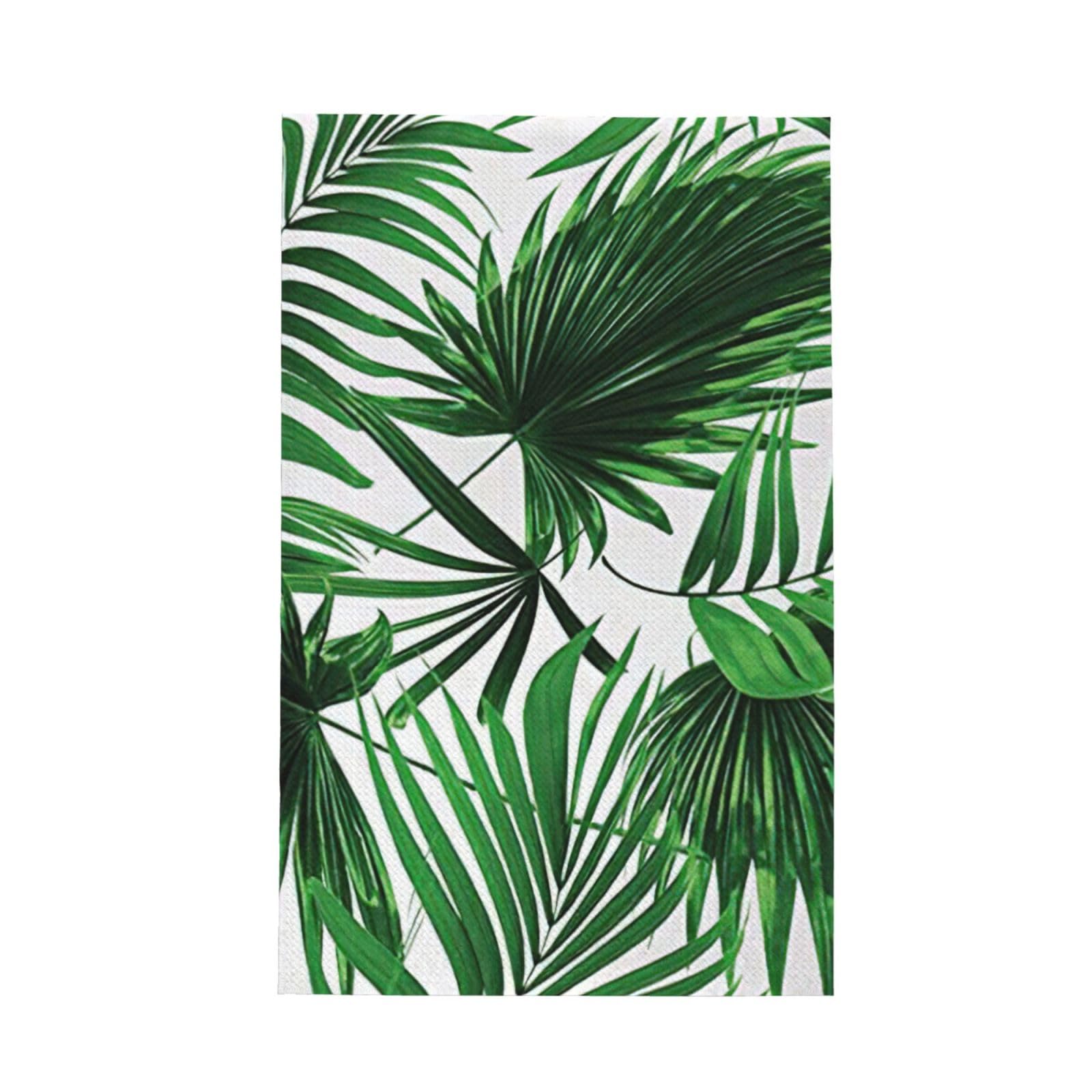 CKGODGF Palm Tree. Print Absorbent Waffle Dishcloths,Kitchen Towels With Hanging Loops,Tea Towels.