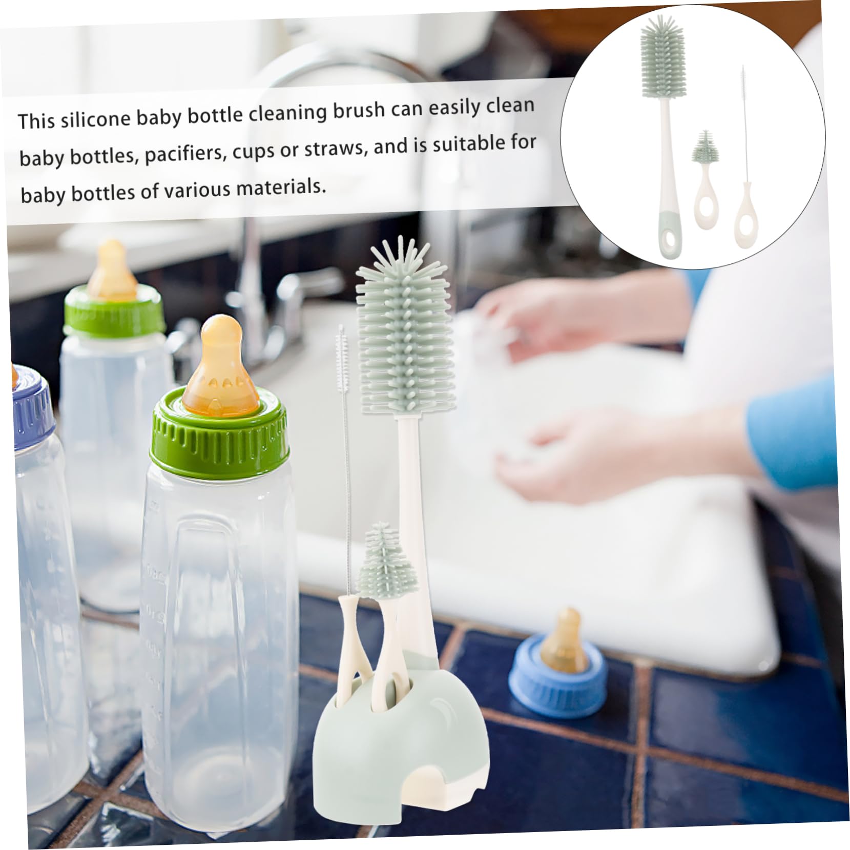 TOYANDONA 2 Pz Set Di Spazzole Per La Pulizia Spazzola Per La Pulizia Delle Bottiglie Di Latte Scovolino Per Bambini Abito Contenitore Pennello Per Bollitore Silicone Alimentare Bambino