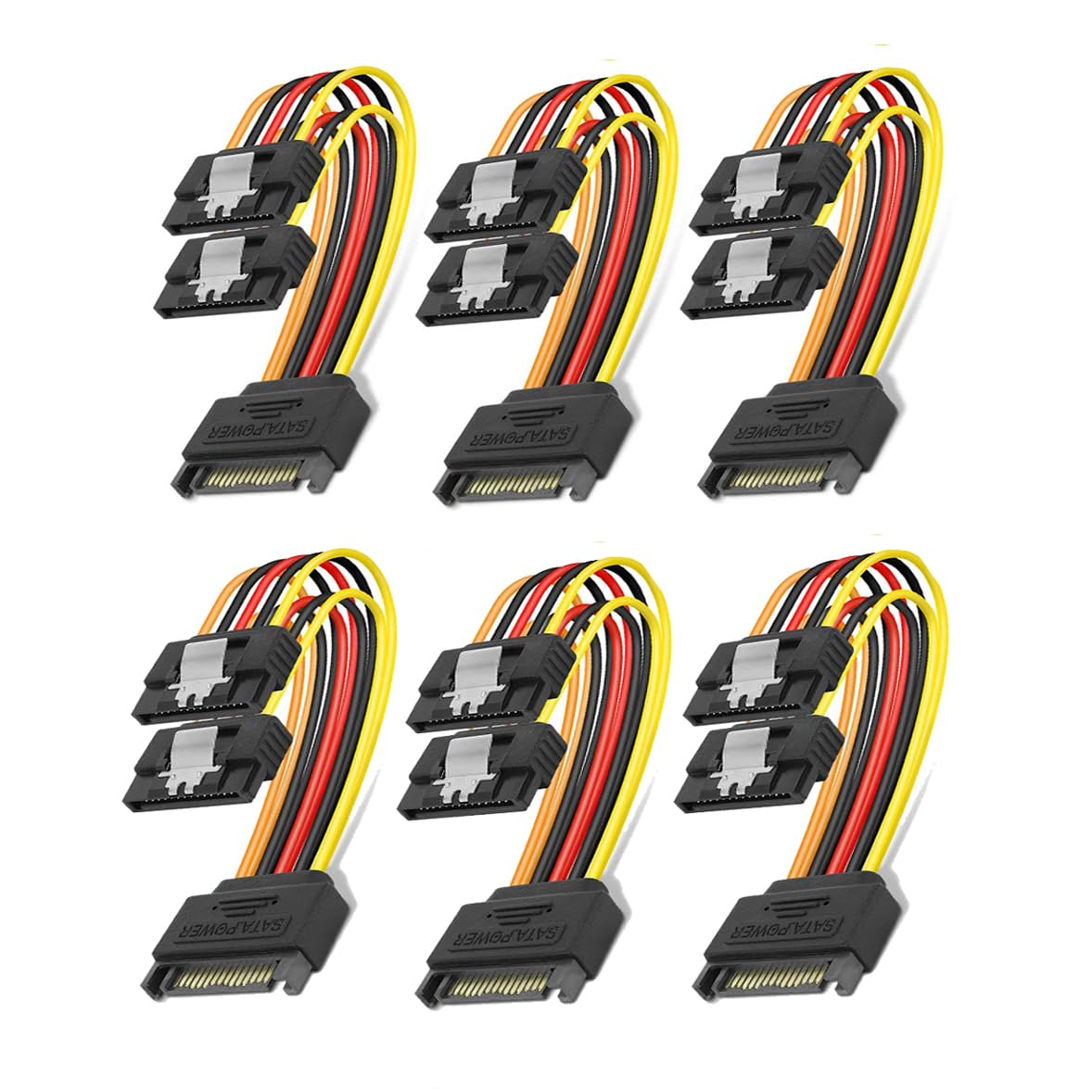 Cavo di prolunga di alimentazione SATA, confezione da 6 cavi di prolunga SATA maschio-femmina a 15 pin, adattatore for disco rigido, HDD, SSD, PCIE (6PCS With lock)