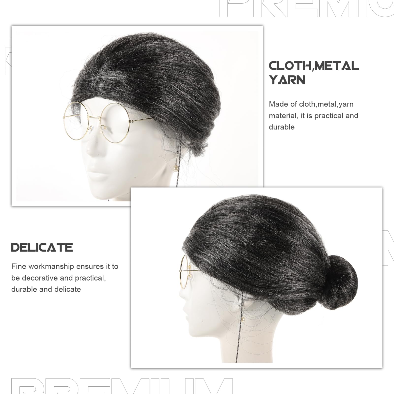 Kostüm Der Alten Dame Oma Perücke Kostüm Ballettröckchen Oma-brille Neon-accessoires Rave-accessoires Initial-schlüsselanhänger Für Mädchen Paillette Oma-kostüm Stoff