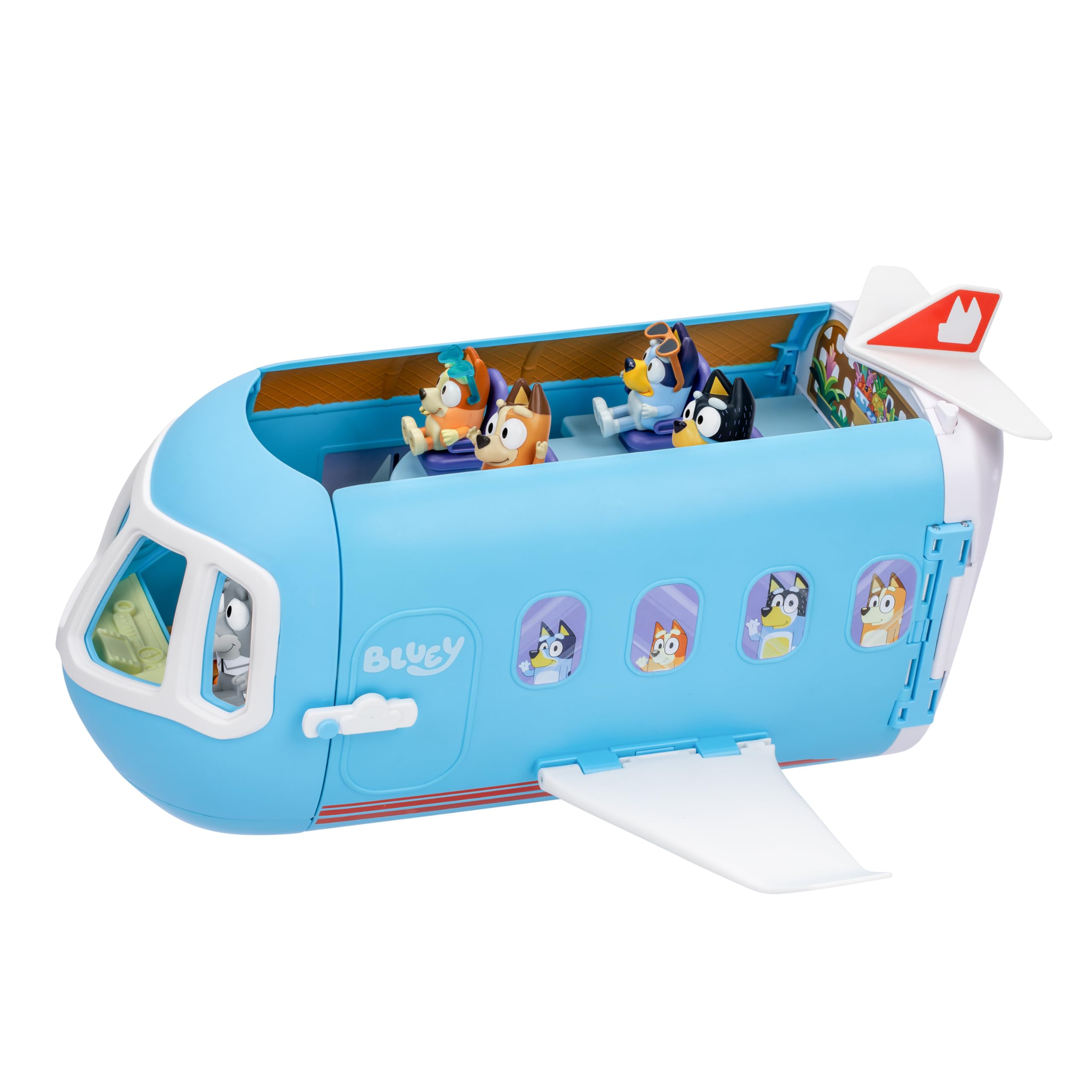 Bluey 3-in-1 Transforming Airplane Playset with Heels - Transform Airplanes into Resorts & Boats - Over 25 Sounds & Phrases 5 Figures - Exclusive Captain Figure | Amazon Exclusive