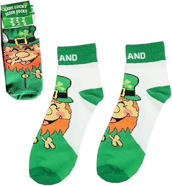 Traditional Craft Baby,Clothing,Baby Boys 0-24m,Socks & Tights Traditional Craft Laughing Leprechaun St. Patrick's Day Socks with Ireland Text and Green Heels, White Colour