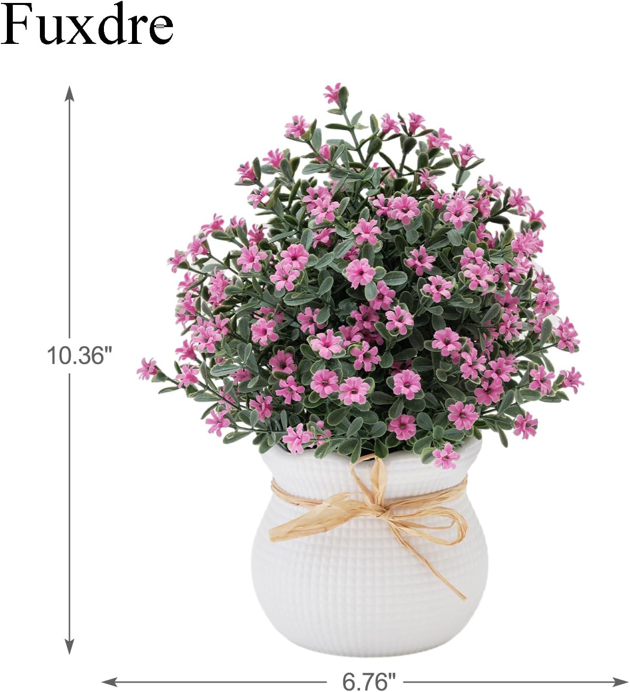 2 Pack Small Desk Plants, Artificial Bathroom Plants Decor with Flower in Vintage Plastic Pots, Faux Plants Indoor for Shelf Decor in Home Office, and Spring Decor (Fuchsia)