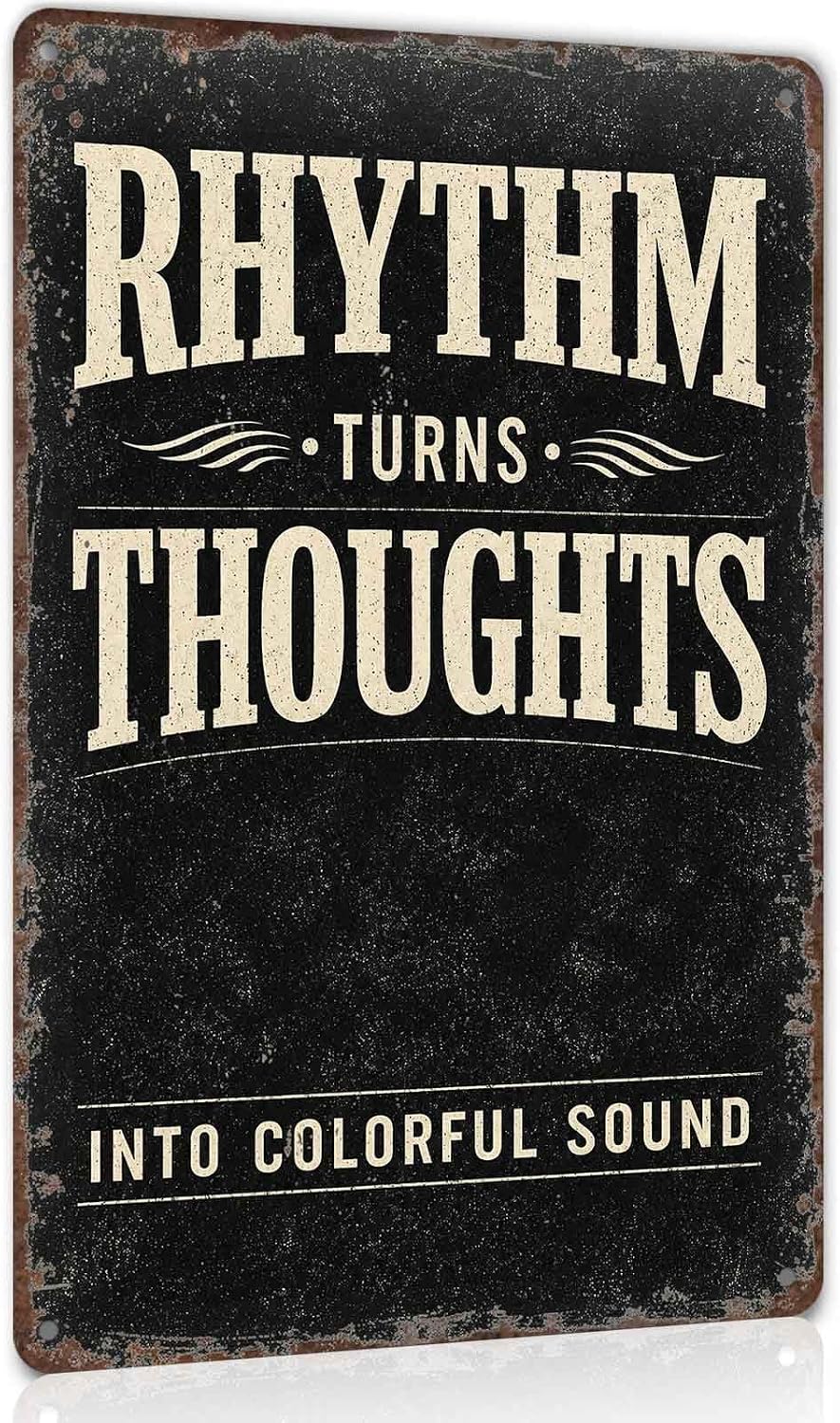 Vintage Music Studio Metal Sign 8x12 In Rhythm Turns Thoughts Into Colorful