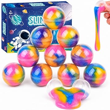 12 Pack Galaxy Slime Balls for Kids, Soft Stretchy Non-Sticky Slime Party Favours, Colourful Slime Kit for Classroom Prizes, Goodie Bags, Easter Basket Fillers & Christmas Stocking Fillers