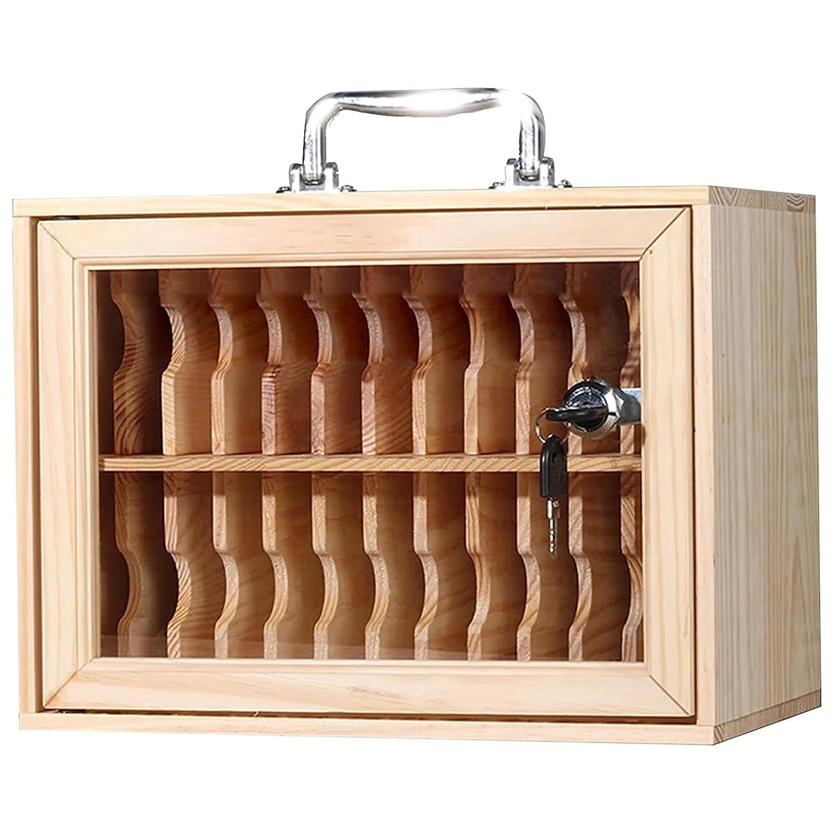 DJFOG Mobile Phone Storage Cabinet Safe Deposit Box School Factory Examination Work Transparent Lock With Numbered Locker Wooden,24bits