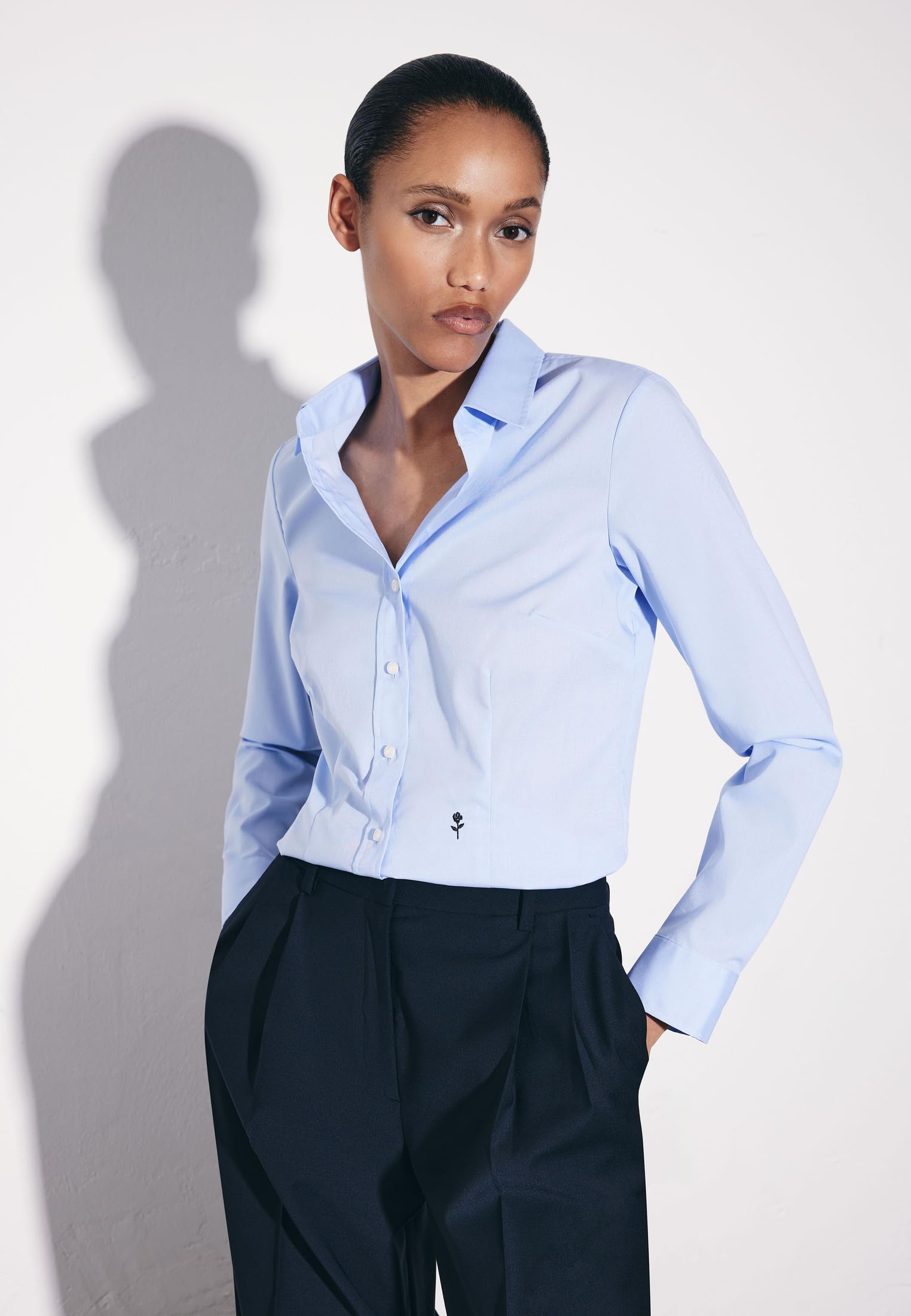 Seidensticker Bluzka damski Hemdbluse Langarm Slim Fit Uni Bügelfrei