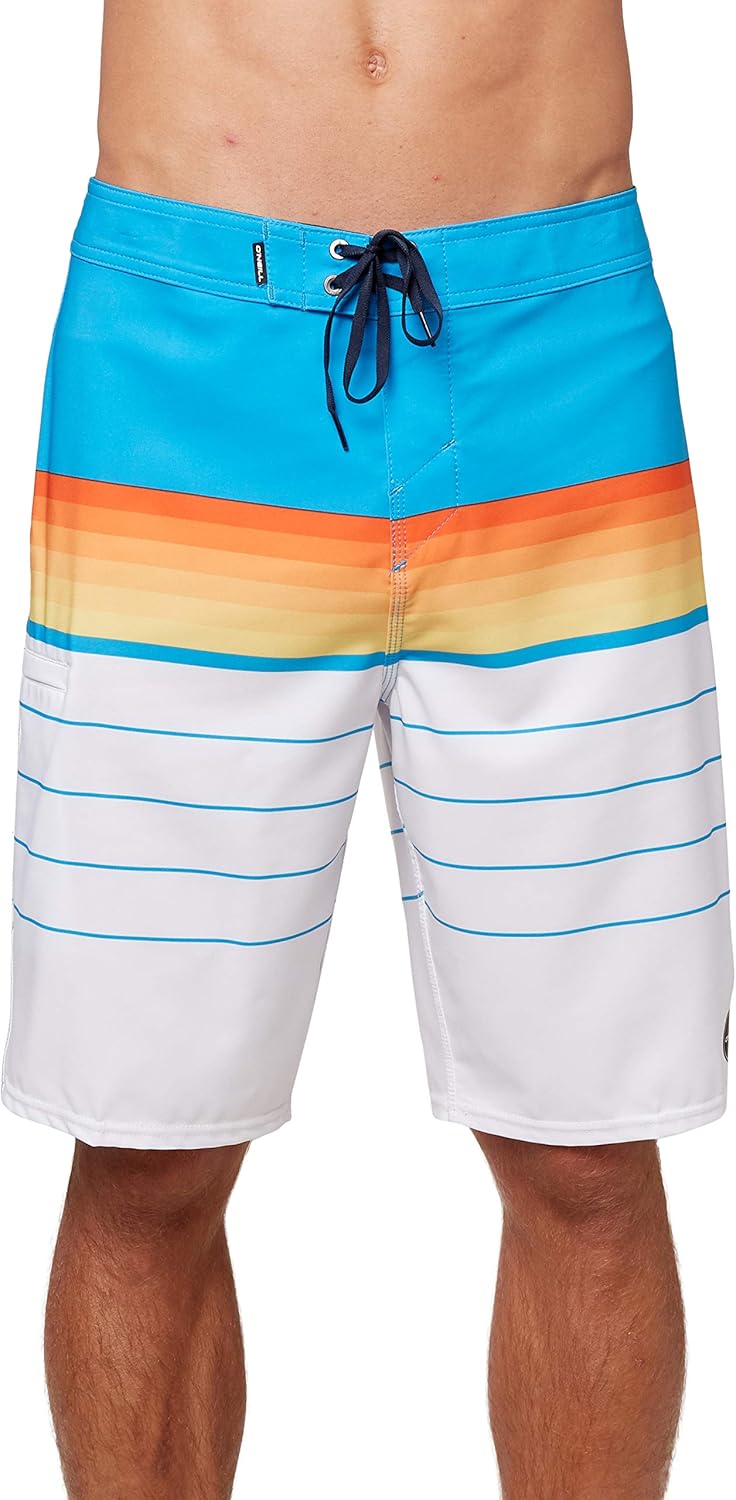 O'NEILL Men's Water Resistant Hyperfreak Stretch Swim Boardshorts, 21 Inch Outseam | Long-Length Swimsuit |: Clothing