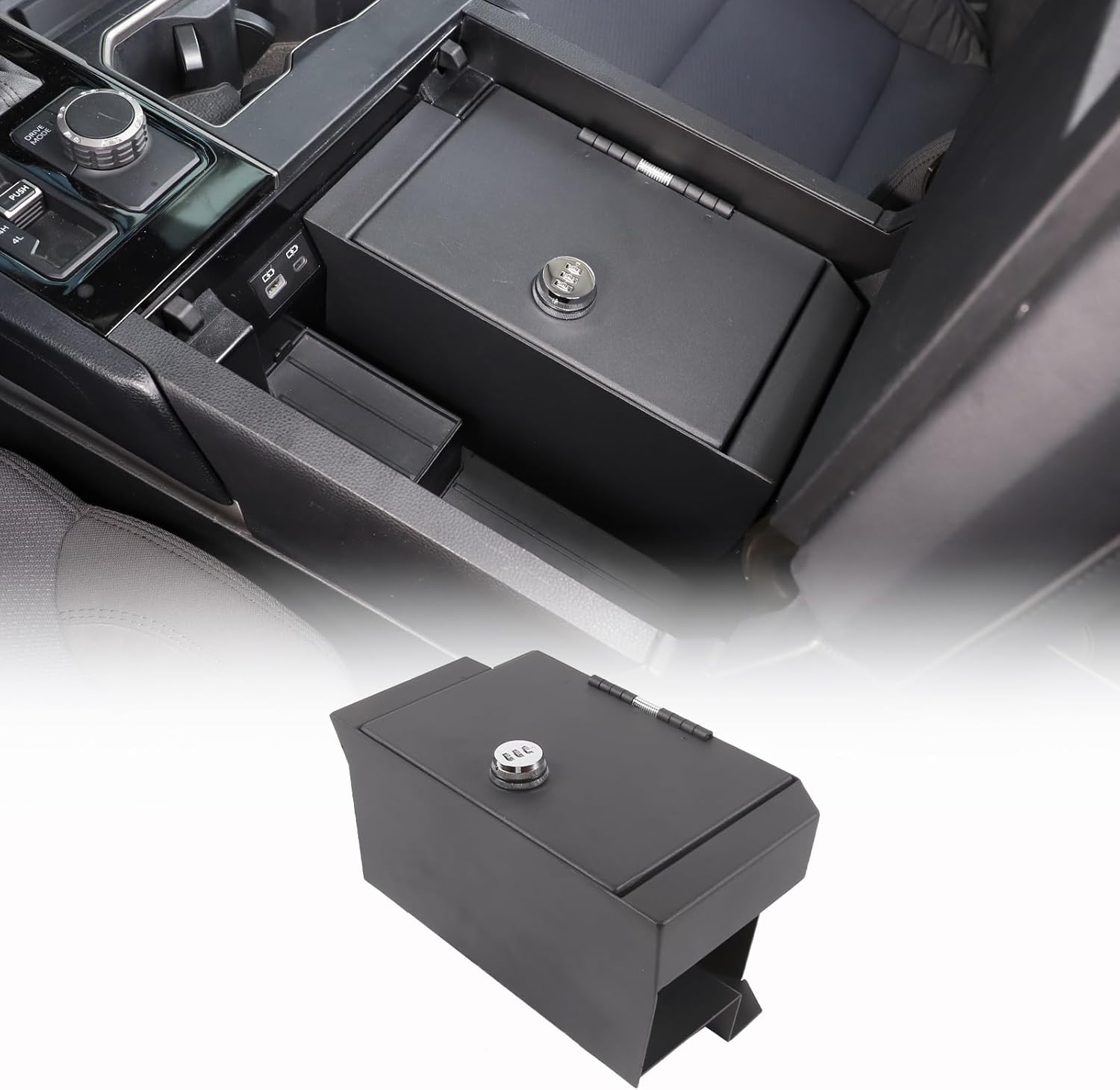 Console Safe with 3 Digit Combo Compatible with Toyota Tundra 2022 2023, Center Console Safe Lock Box Storage Interior Organizer Accessories