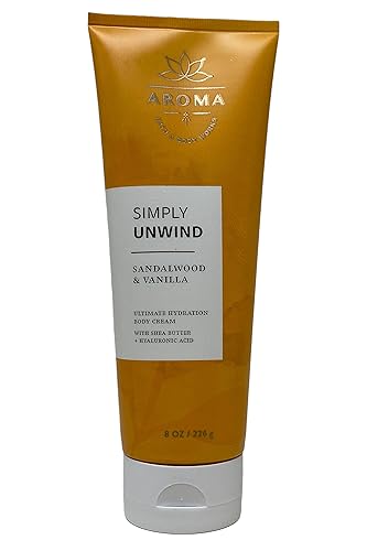 Miniatura 2 de Bath & Body Works Aroma Simply Unwind Juego de regalo de sándalo y vainilla tamaño completo. Gel de baño + baño de espuma, crema corporal de