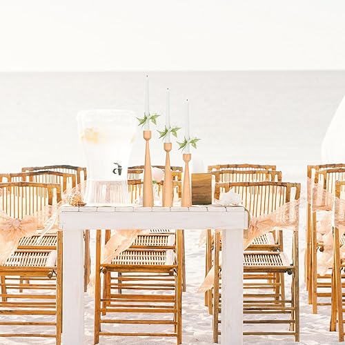 Miniatura 9 de Wooden Candleholder Set 3Pcs Beech Wood Rustic Candlestick Holders for Wedding Table Centerpiece Home Decor