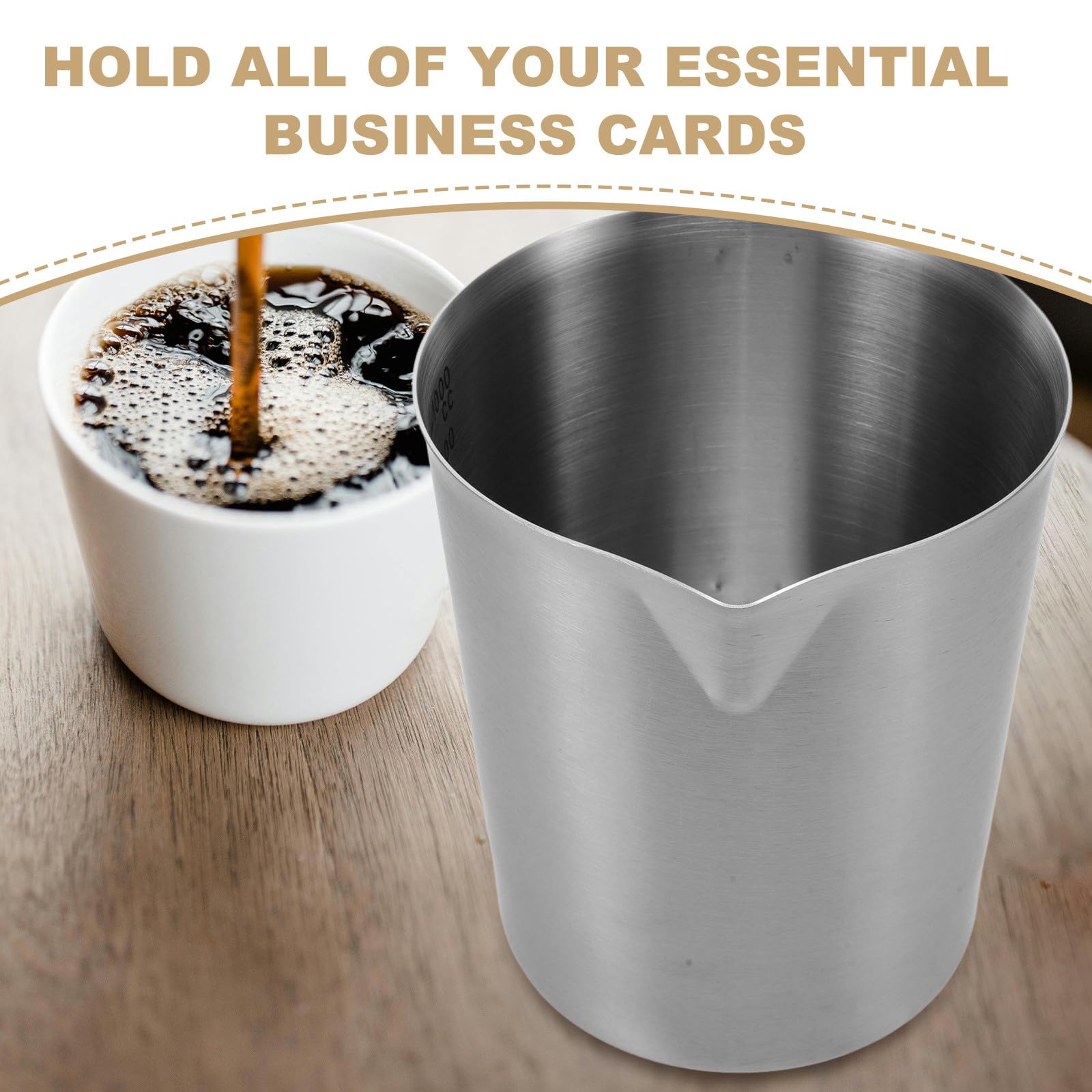 Taza Medidora de Acero Inoxidable Asa 1000 Ml Jarra Espumadora de Leche Escala Medidor para Café y Batidos Adecuado para Uso Doméstico y Cocina Profesional