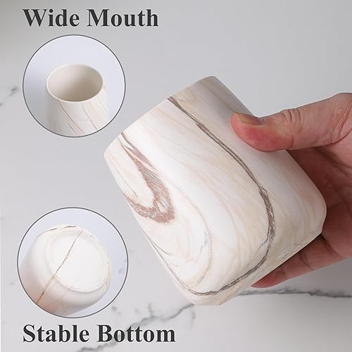 Vista 23 de Soporte para cepillos de dientes blanco para baño, juego de 2 soportes de cerámica para cepillos de dientes, taza de cepillo de dientes