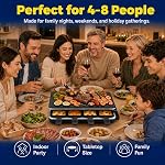 Raclette Grill pour 8 Les gens, 1300W Électrique avec 1 Pâte à griller antiadhésive réversible & 8 Mini Poêles à fromage & 1 Spatule en bois, Barbecue familiale intérieure & Parti