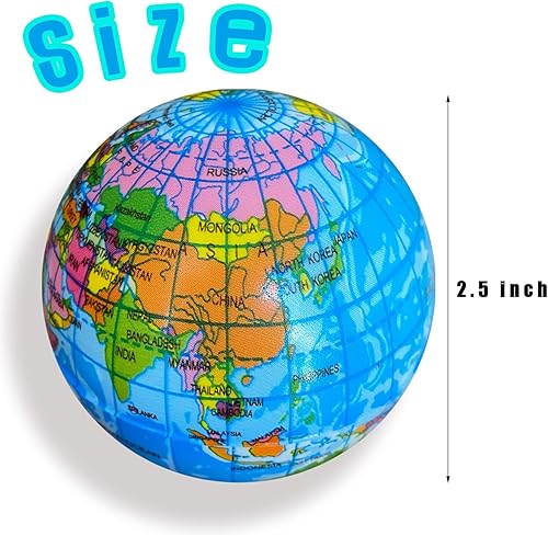 Miniatura 2 de Pelotas para apretar, bolas de alivio del estrés de la tierra de 2.5 pulgadas, juguete de espuma suave para ejercicio de dedos, recuerdos de fiesta