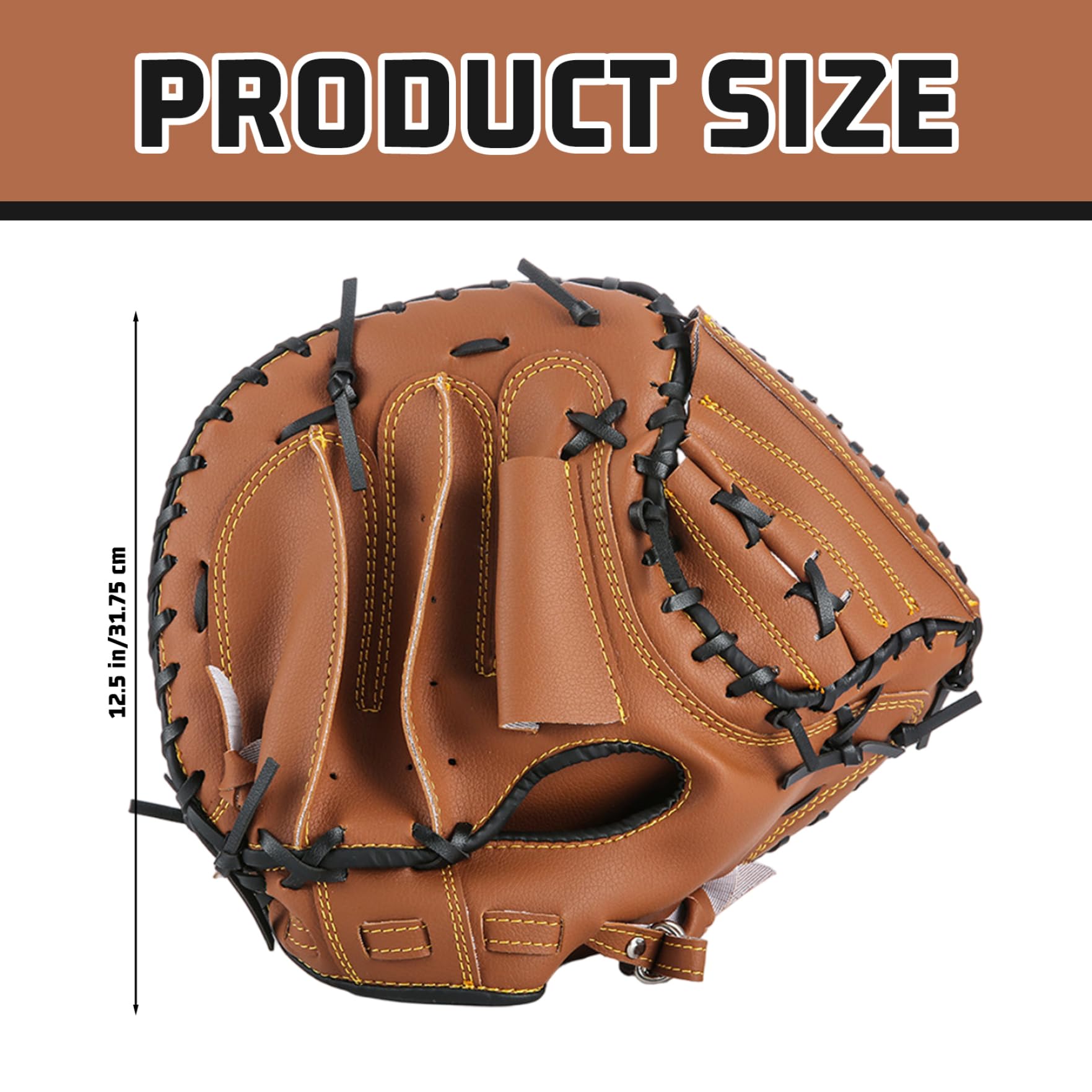 Guanto da baseball per adulti, guanto da ricevitore da softball da 12, 5 pollici, guantoni da softball in pelle PVC ispessita, lanciatore da baseball riutilizzabile