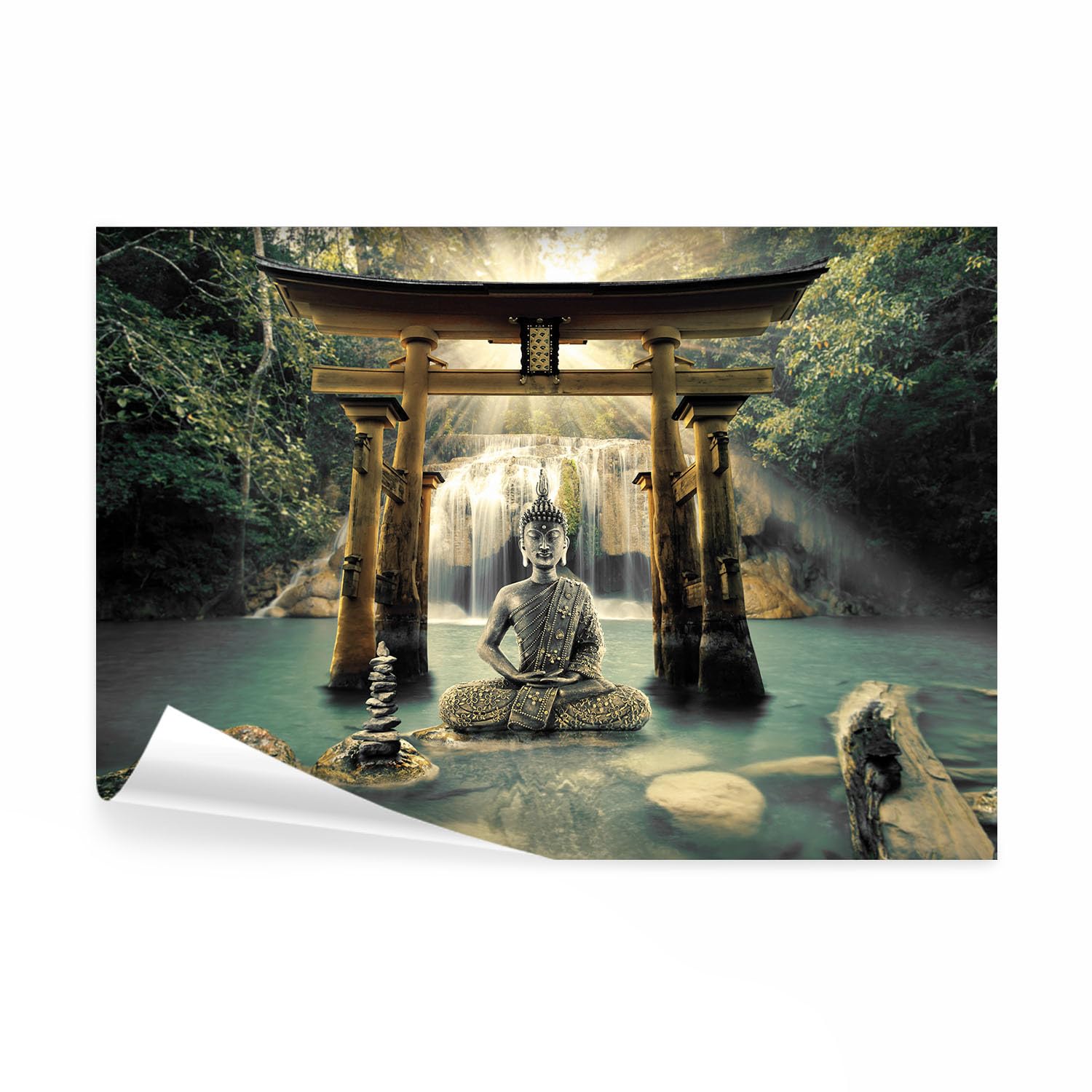 Papier peint intissé Bouddha 350x256 cm decomonkey pour salon