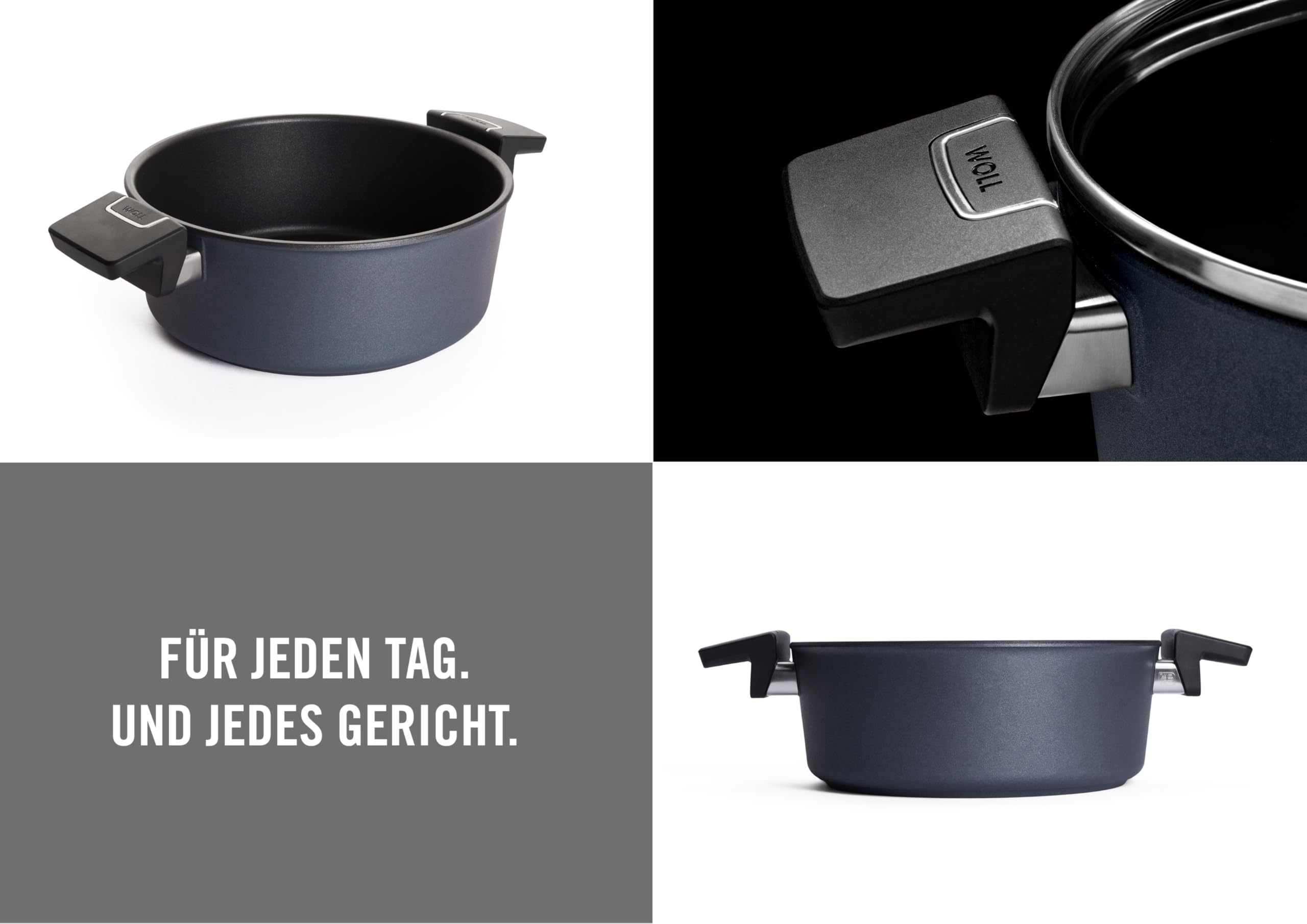 WOLL Rondel Diamond Lite Ø 24 cm, 3,8 l z 2 bocznymi uchwytami – garnek nieprzywierający z odlewu aluminiowego, nadaje się do piekarnika, ceramicznego, gazowego, elektrycznego i halogenowego – rondel