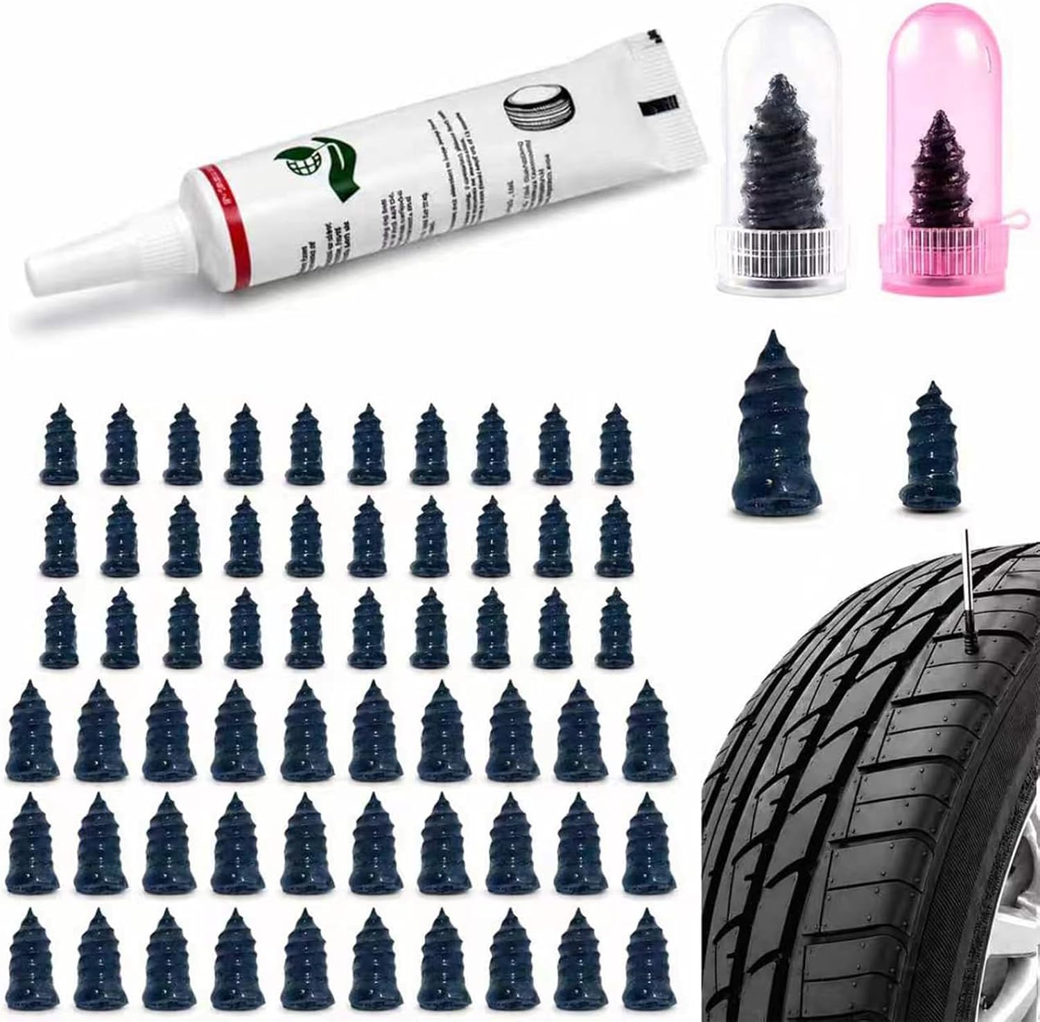 60 PCS Tire Repair Screws with Sealant, 2026 New Heavy Duty Screw Tire Plug Kit，Flat Tire Repair Kit for Tubeless Tires on Cars, SUVs, Motorcycles, Trucks, ATVs & E-Bikes