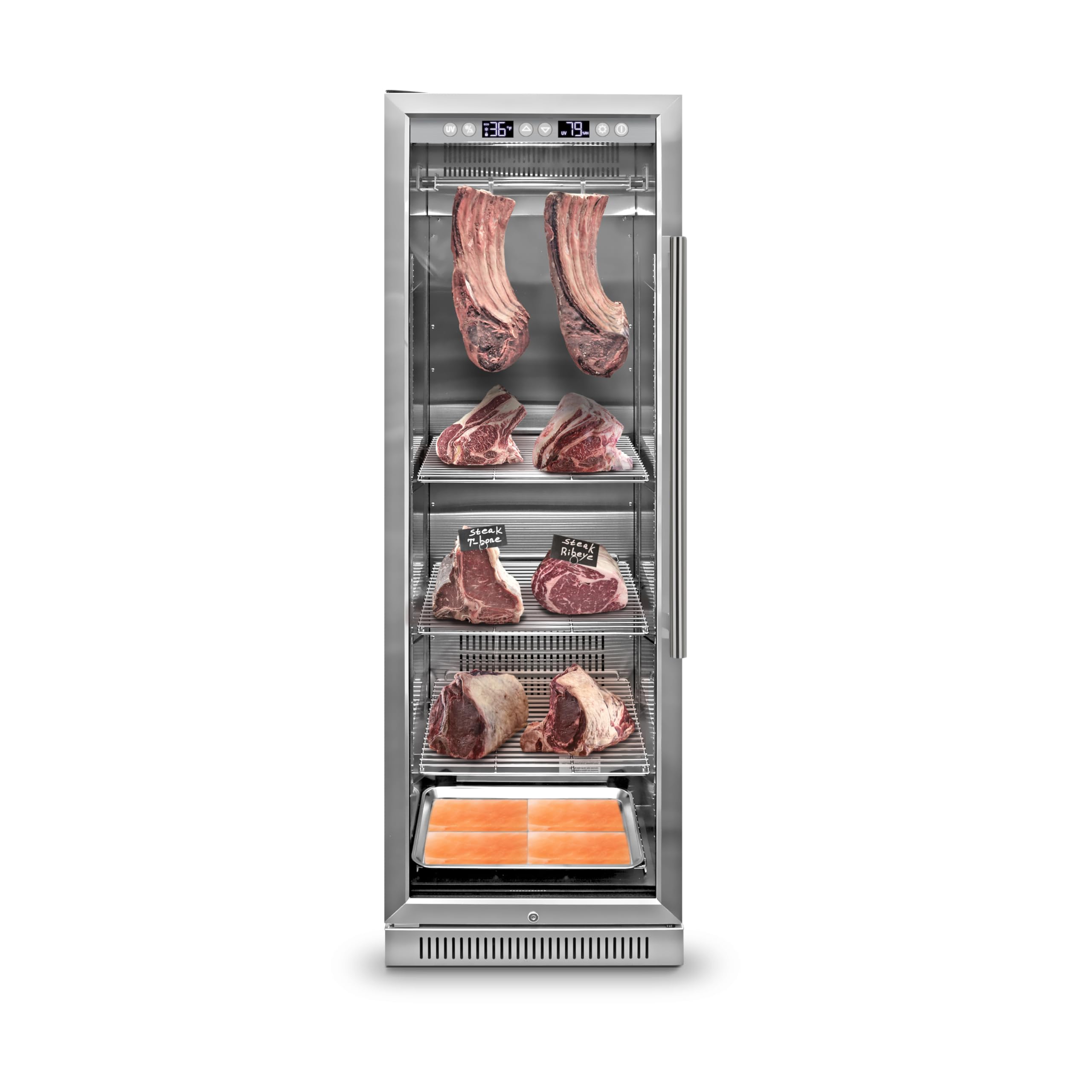 Cobalance Tankless Dry Aging Fridge for Steaks, No Water Tank Meat Ager for Ribeye, Chicken, Ham &amp; Salami up to 286 lbs, Home Refrigerator, Tender Aged Beef and Game in 21-46 Days