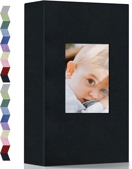 4x6 Popotop Photo Album, Linen Cover Photo Album with 300 Horizontal Pockets and Display Window, Insert Photo Books for Family Wedding Birthday Baby Holidays