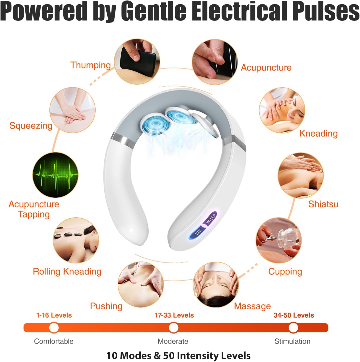 EMS Neck Massager for Pain Relief Deep Tissue,Electric Pulse Neck Massager with Heat, Cordless TENS Cervical Massage - Image 5