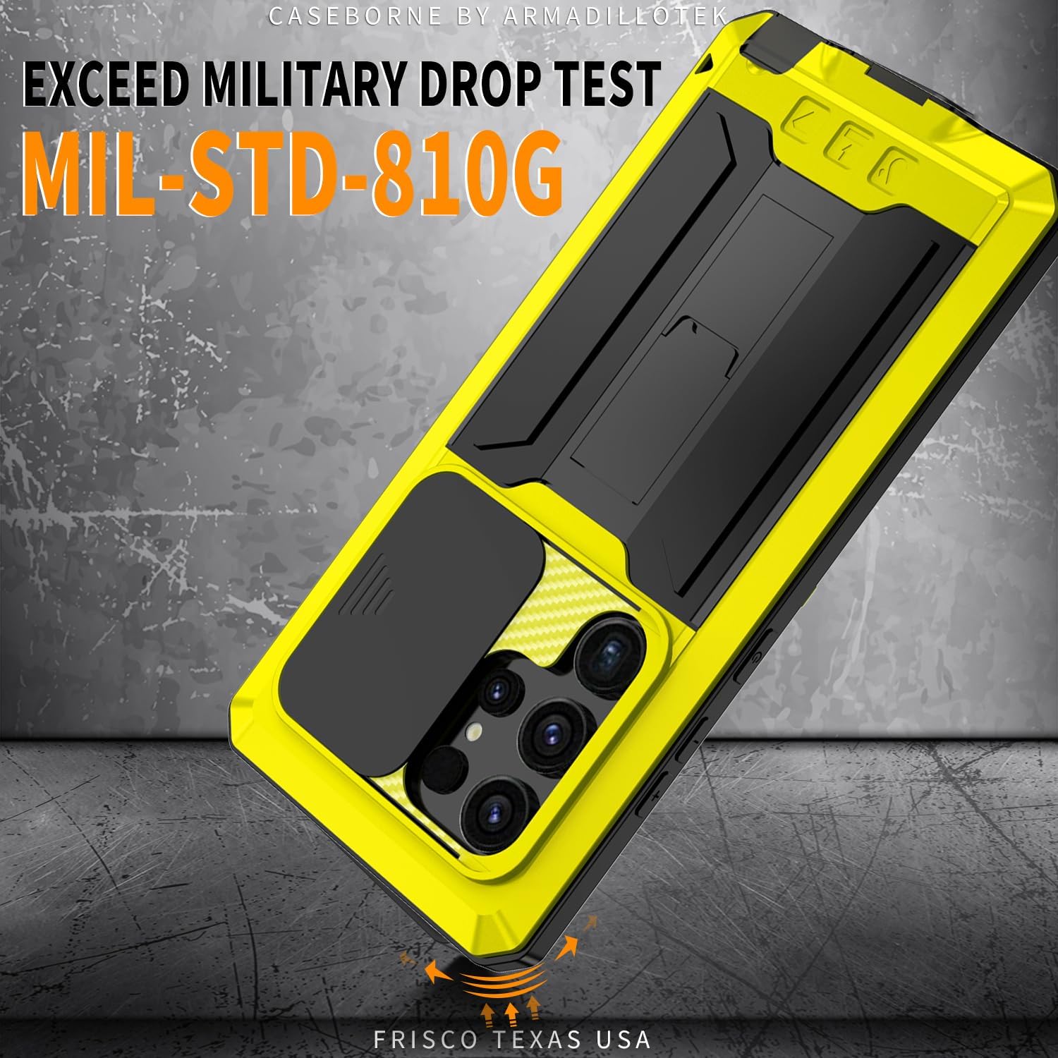 Compatible for Samsung Galaxy S25 Ultra 5G Case,Outdoor Aluminum Metal Gorilla Glass Shockproof Military Heavy Duty Sturdy Protector Cover Hard Case (Yellow)