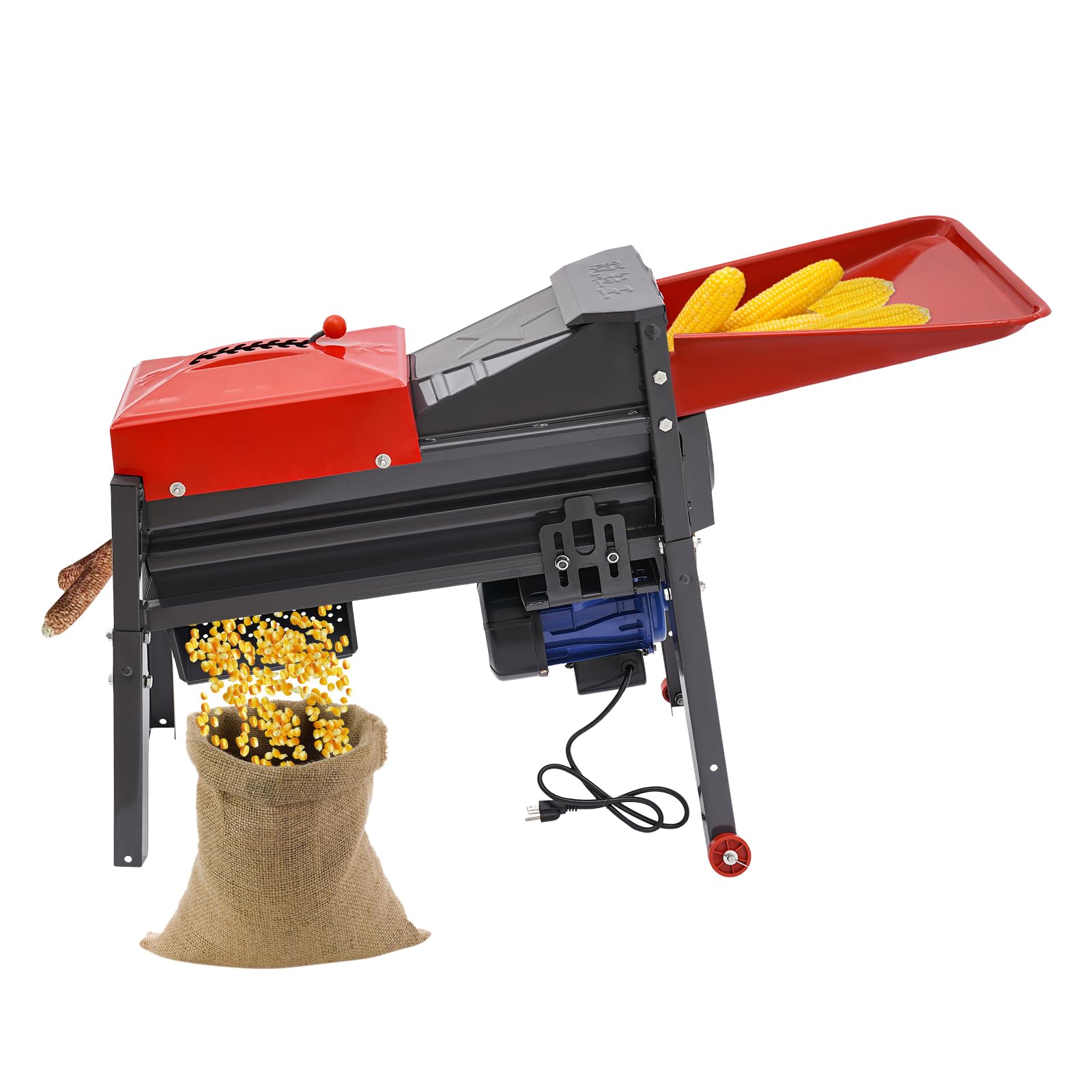 CRYBY Electric Corn Threshing Machine, Automatic Corn Thresher Corn Mill Commercial Corn Grinder with Motor, Steel Corn Peeling Machine Dry Feed Grain Milling Machine Corn Stripper Remover, 2800r/min