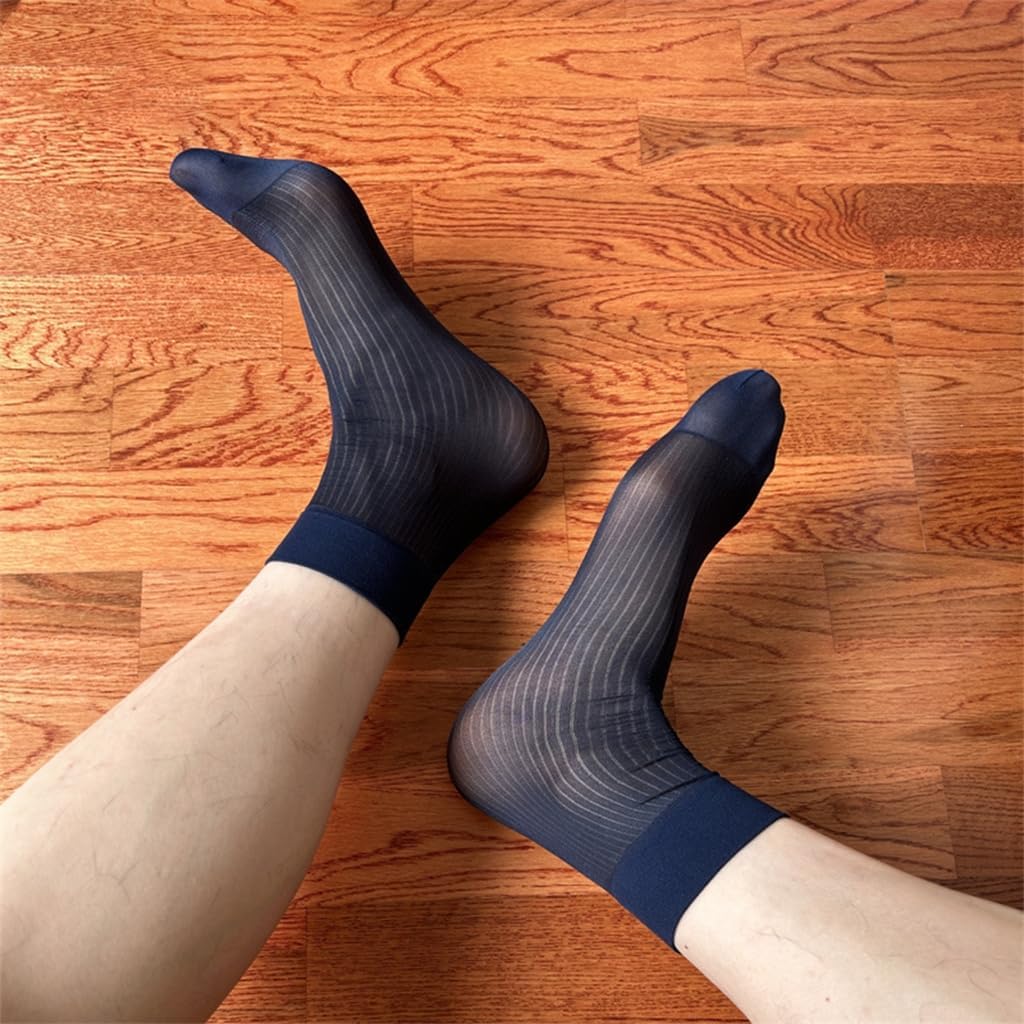 Men's Sheer Business Dress Socks Comfortable Breathable Elastic Formal Suit Short Tube Nylon Ankle Socks