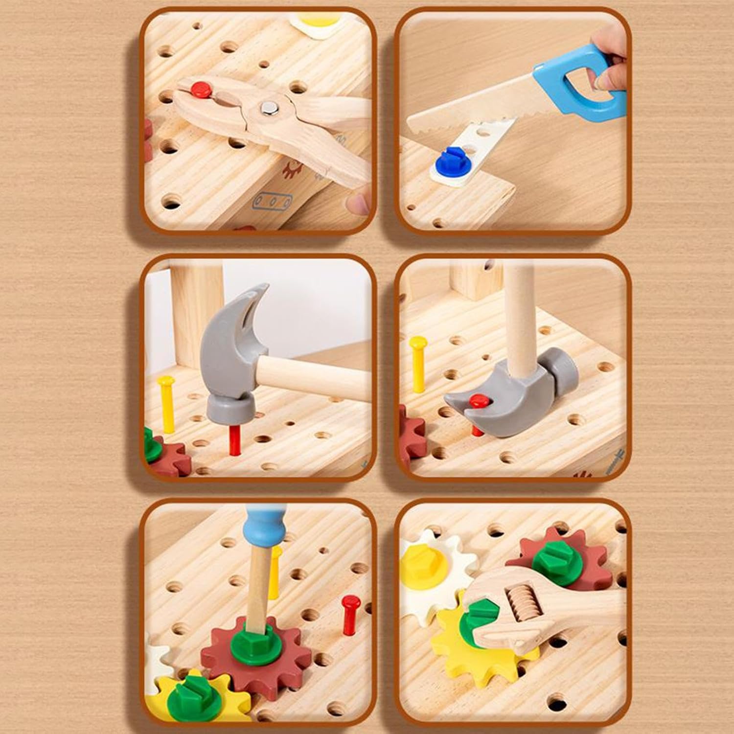 Tools Set for Toddlers,Wooden Workbench Construction Toys - Realistic Building Games for Preschool Children Indoor Outdoor Classroom and Play Room