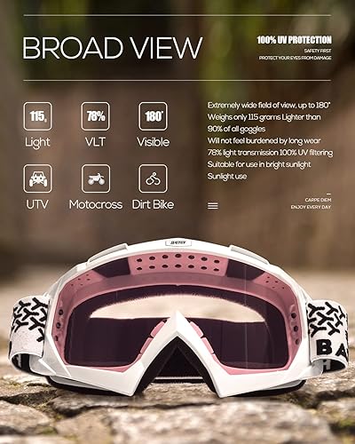 Miniatura 5 de BATFOX - Anteojos de seguridad para motocross, cuatrimotos, manejo táctico, para hombres y mujeres, jóvenes, para protección UV400, inastillables