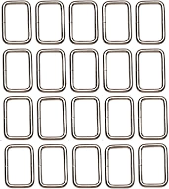 Shapenty 1Inch/25mm Rectangle Bag Purse Snap Hook Metal Loop Rings Webbing Belts Buckle for Handbag Strap DIY Accessories and Bag Making Repairing, 20PCS