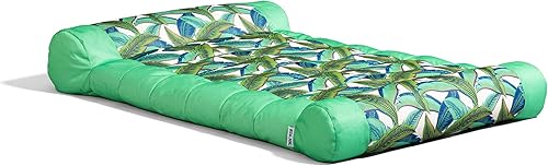 Miniatura 23 de Big Joe Kona Hammock No Inflation Needed Pool Lounger with Headrest, Quick Draining Fabric, 4 feet Big Ondulación azul,Hibisco tropical