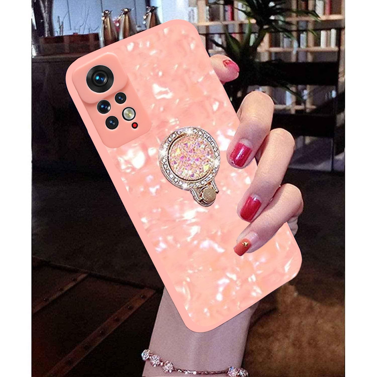 KC Back Cover for Mi Redmi Note 11 Pro 4G & Mi Redmi Note 11 Pro Plus 5G, Diamond Stones Ring Stand Holder Shell Soft Slim Silicone Case (Pink) (B0B2WV79ZT) Amazon Price History, Amazon Price Tracker