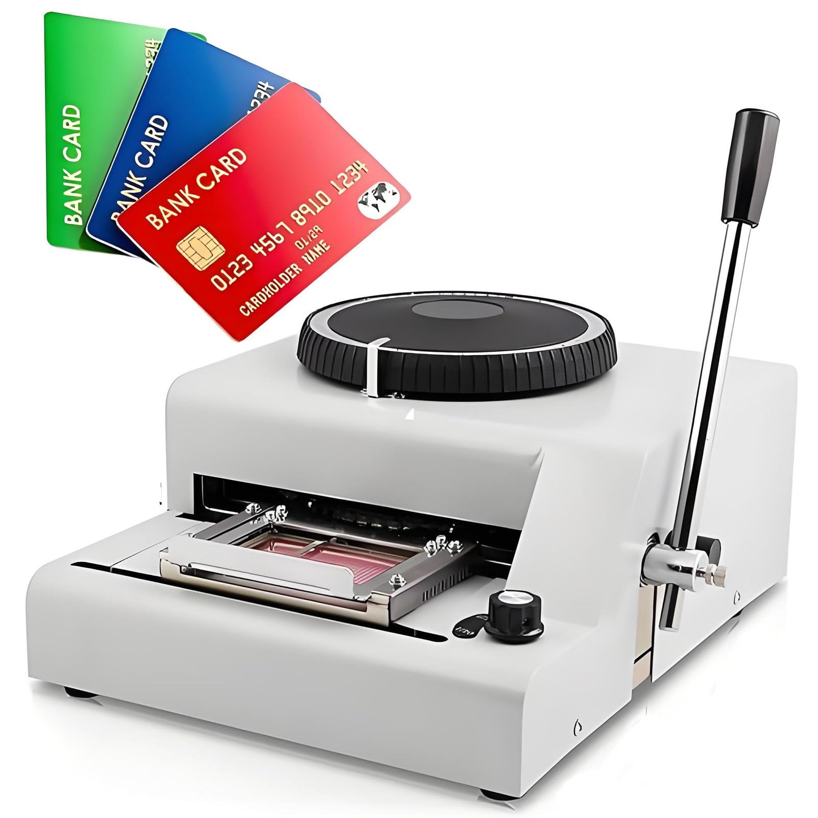 Machine à embosser les plaques d'identification métalliques (72 caractères) – Presse manuelle avec espacement de 1/7" et 1/10" pour un embossage précis, incluant 30 plaques vierges en aluminium