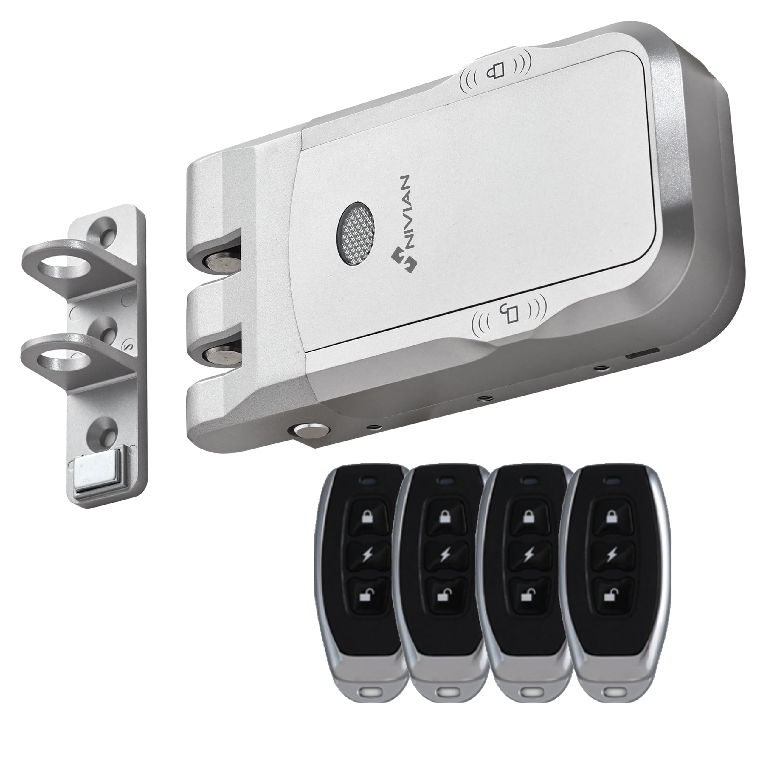 NIVIAN Unsichtbares elektronisches Türschloss mit Fernbedienung – Kabelloses, batteriebetriebenes Sicherheitsschloss mit Doppelmotor, Vandalenschutz & Innen-Touch-Öffnung – Keine App nötig